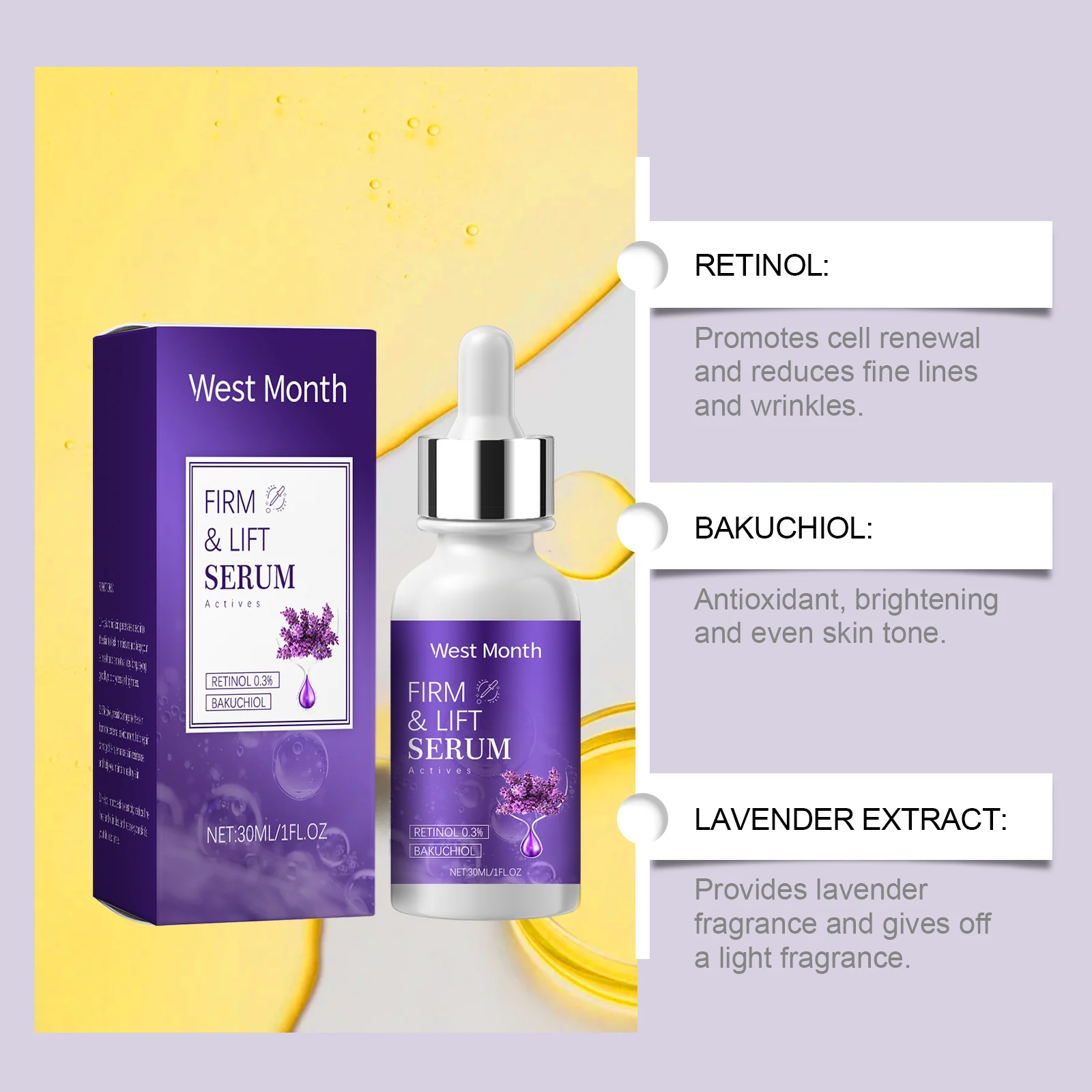 Retinol Firming Serum 30ml for Anti-Aging, Wrinkle Reduction & Deep Moisturizing 8 retinol firming serum 30ml wes kx8crrwf desc 8