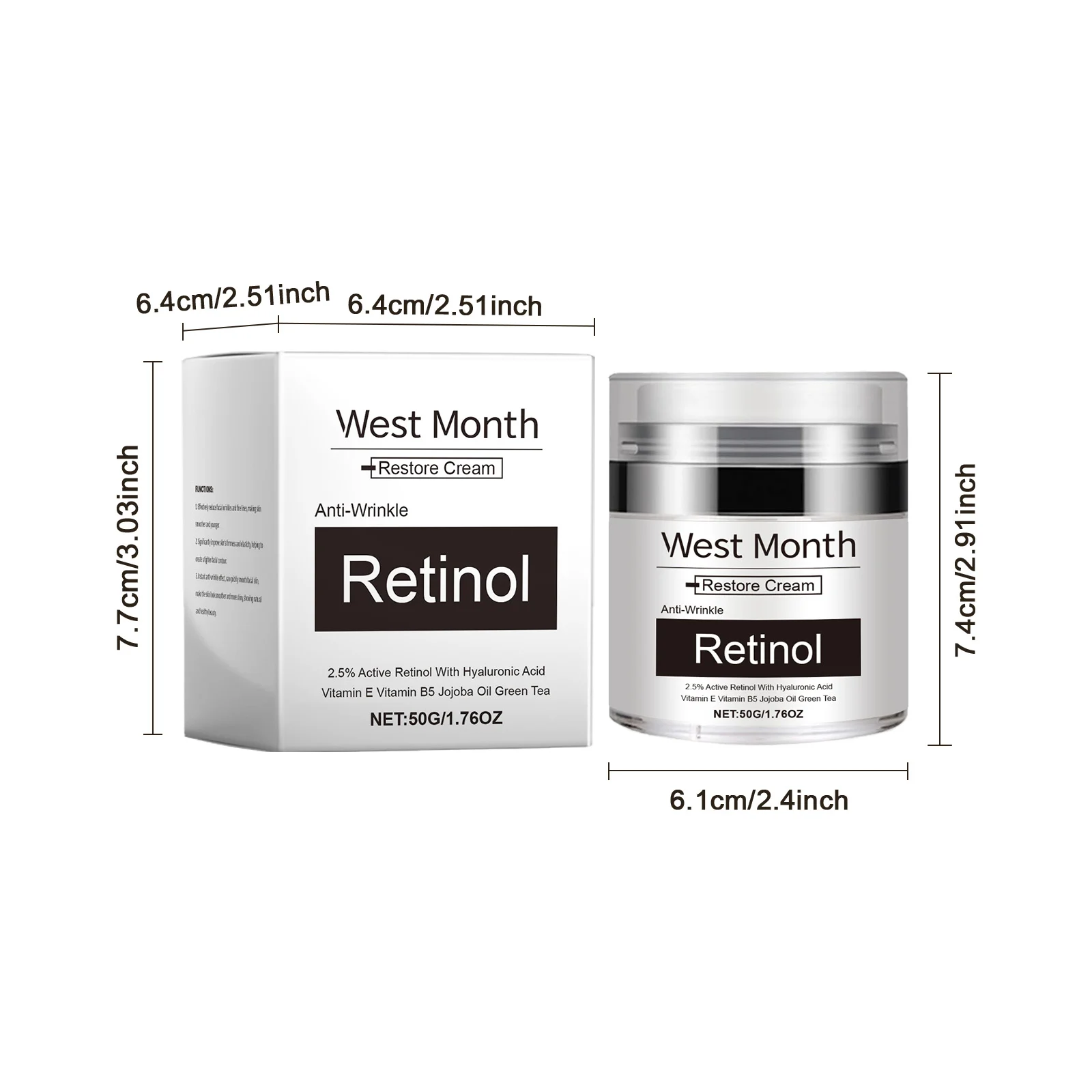 West Month Retinol Restore Cream - Anti-Wrinkle, Moisturizing Face Cream with 2.5% Active Retinol 1 retinol restore face cream wes dxcxsc4j desc 1