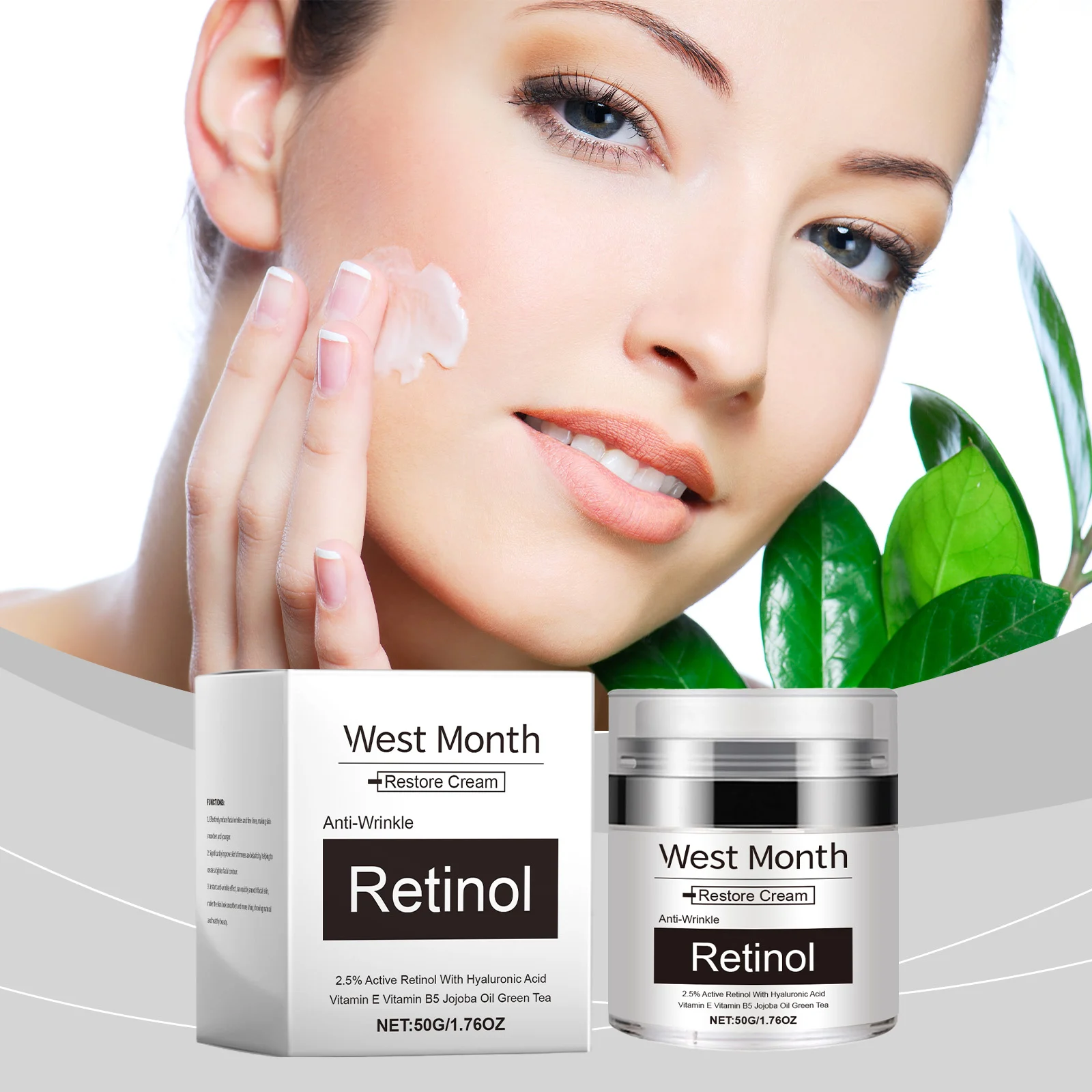 West Month Retinol Restore Cream - Anti-Wrinkle, Moisturizing Face Cream with 2.5% Active Retinol 2 retinol restore face cream wes dxcxsc4j desc 2