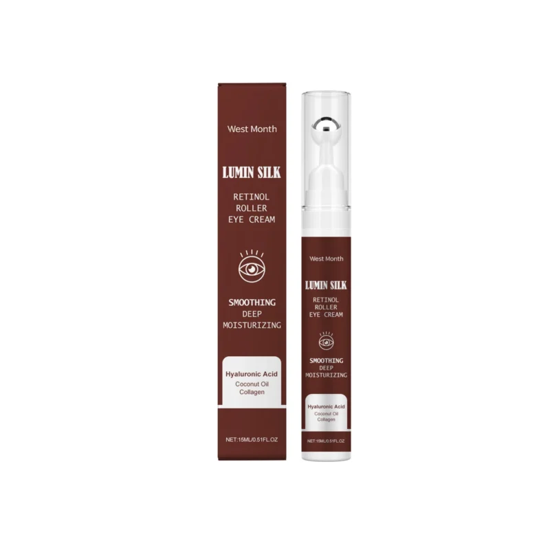 West Month Retinol Eye Cream with cooling roller applicator for anti-wrinkle, moisturizing, and dark circle reduction