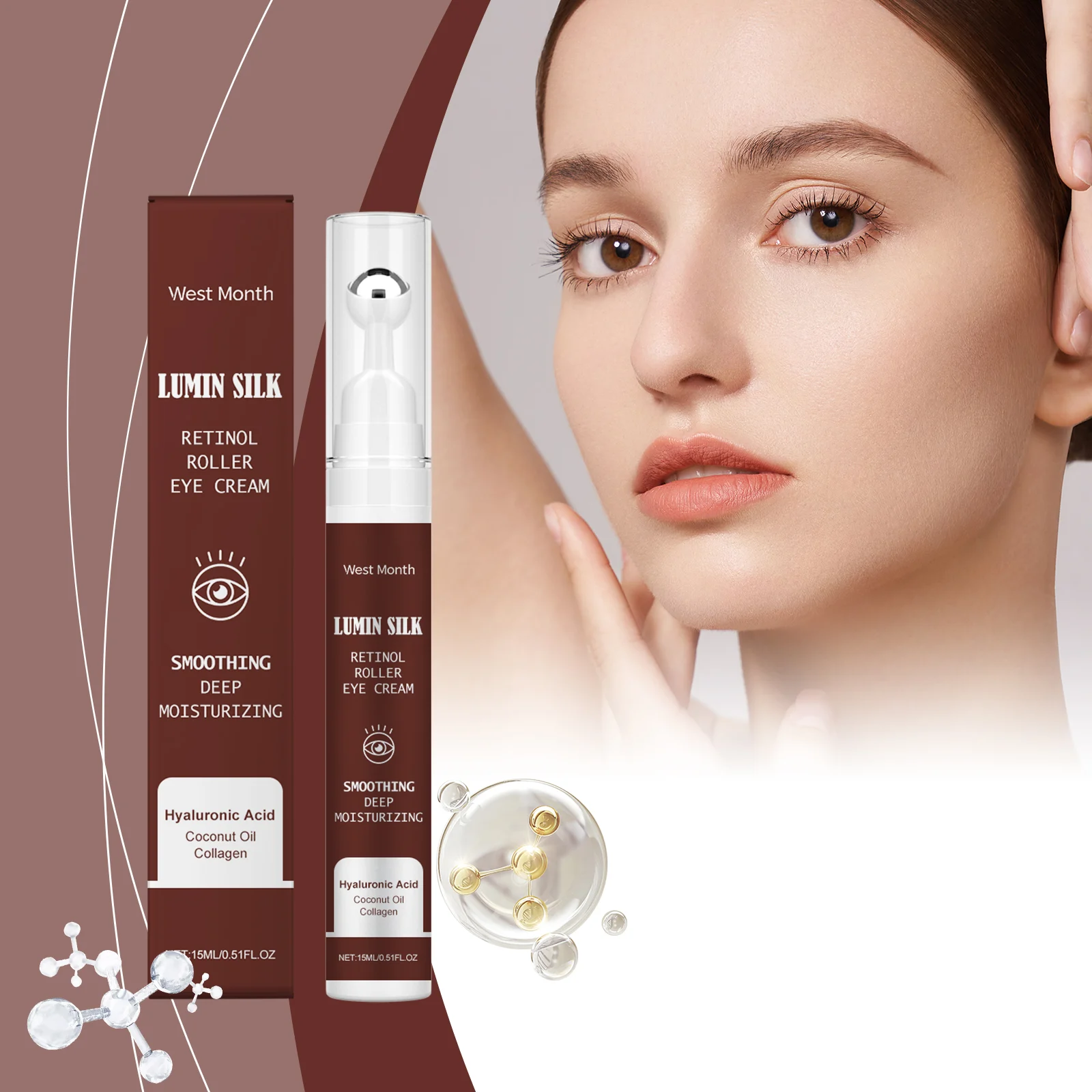 Retinol Eye Cream with Roller 15ml Deep Moisturizing Anti-Wrinkle Dark Circle Treatment 2 retinol roller eye cream 15ml anti wrinkle dark circle treatment wes 8haxq3j5 desc 2