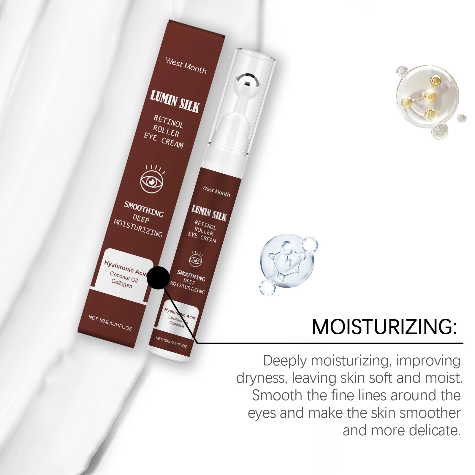 Retinol Eye Cream with Roller 15ml Deep Moisturizing Anti-Wrinkle Dark Circle Treatment 7 retinol roller eye cream 15ml anti wrinkle dark circle treatment wes 8haxq3j5 desc 7