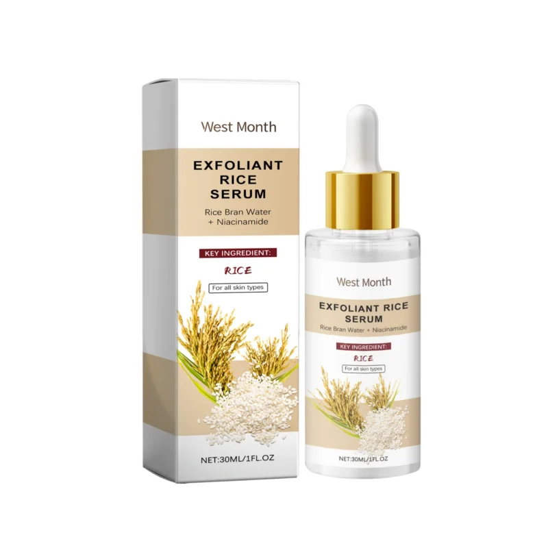 West Month Rice Exfoliating Serum 30ml bottle with dropper for gentle exfoliation and hydration