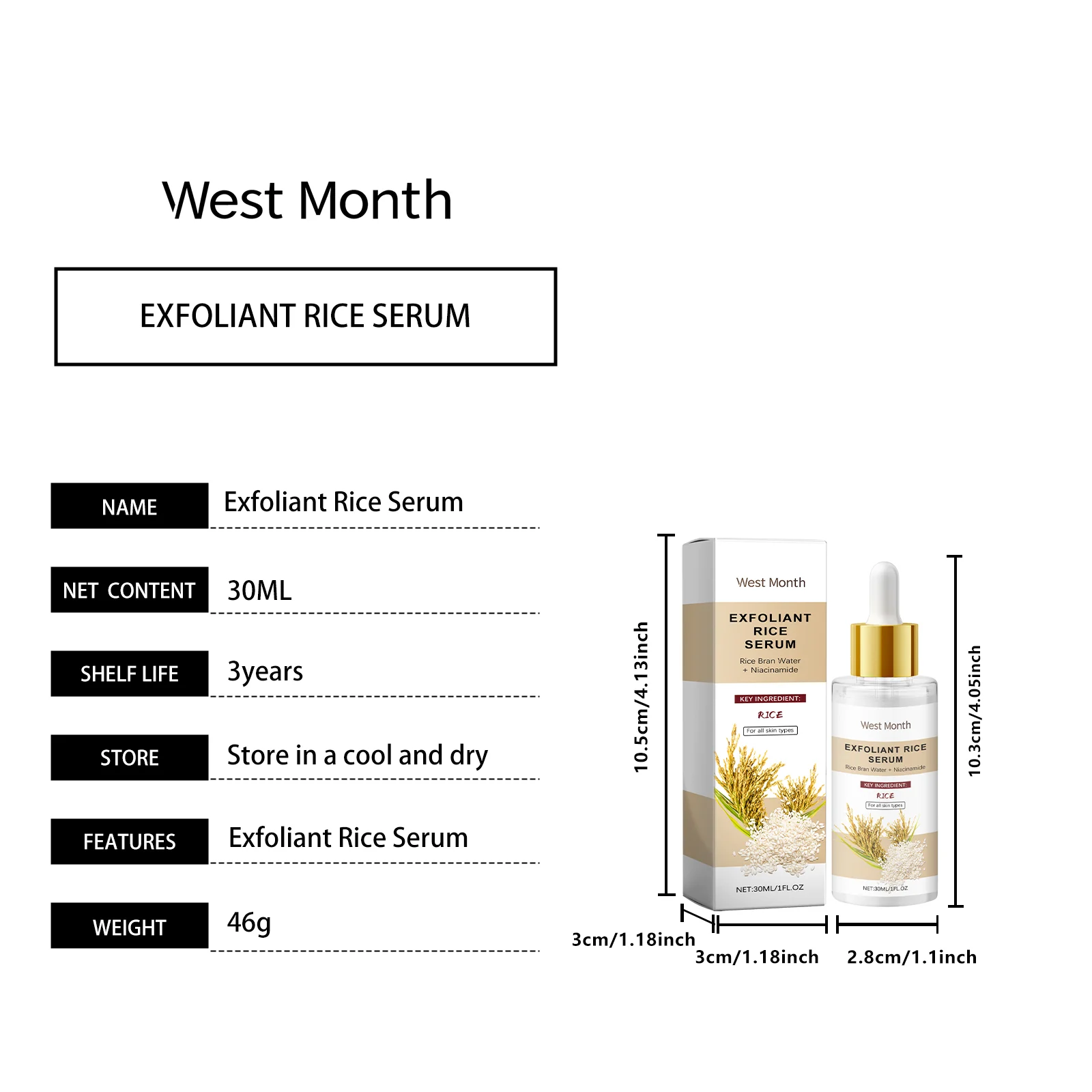 Rice Exfoliating Serum 30ml with Niacinamide & Rice Bran Water for Gentle Pore Refining and Hydration 1 rice exfoliating serum 30ml niacinamide wes 5g53rkgz desc 1