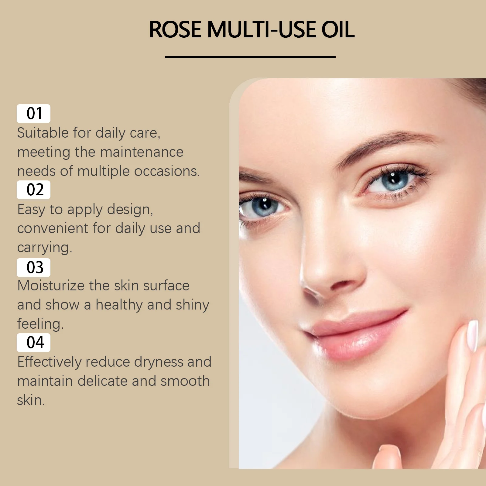Rose Multi-Use Oil 100ml Nourishing Glow Face Hair Nail Body Moisturizer 10 rose multi use oil 100ml nourishing glow face hair nail body moisturizer wes 49dex4mc desc 10