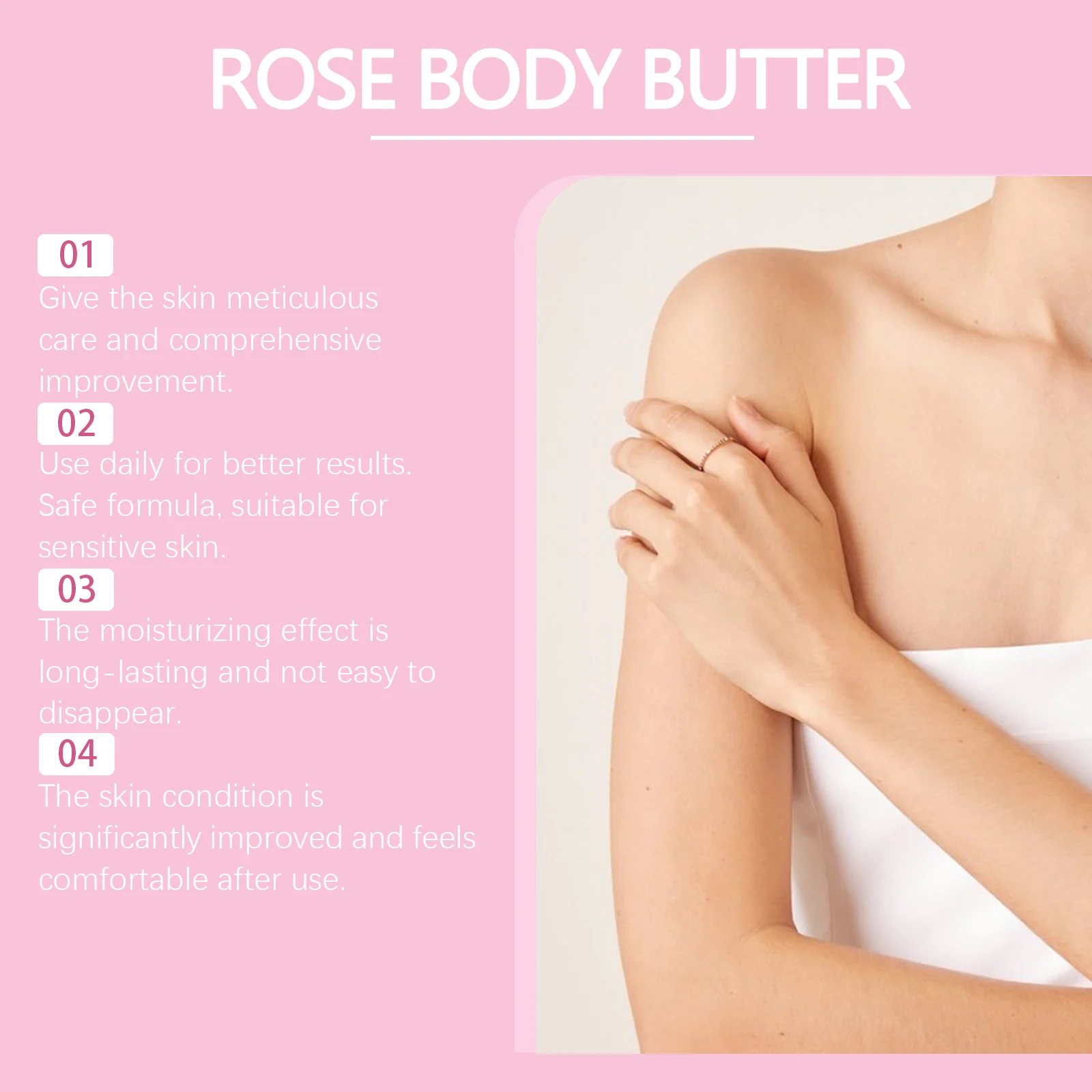 Rose Body Butter 100g - Deep Moisturizing & Skin Repair Cream for Dry Rough Skin 11 rose shea butter body lotion 100g wes bx2ayfwx desc 11