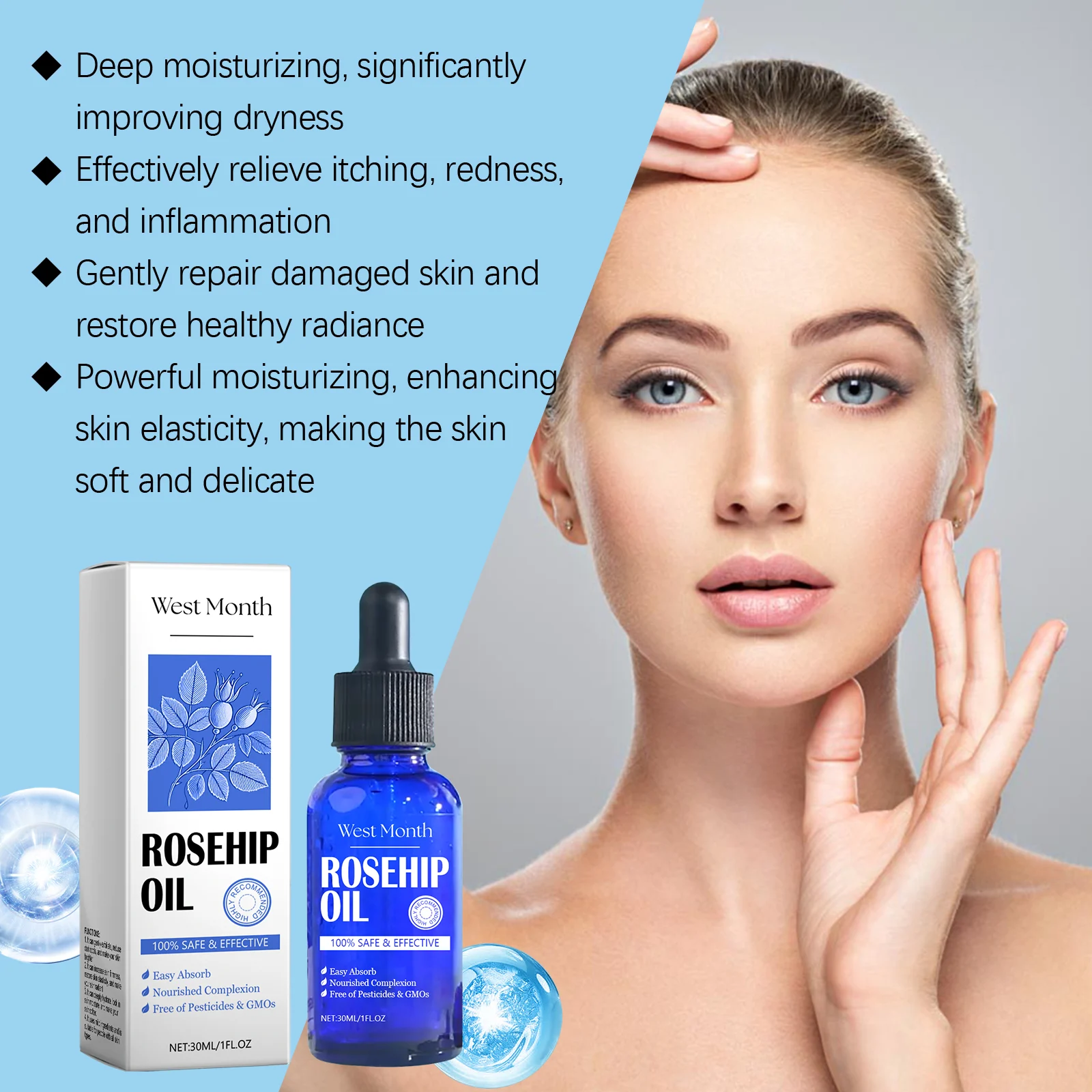 West Month Rosehip Facial Oil - Nourishing, Moisturizing & Skin Repair Serum 5 rosehip facial oil serum wes r9py8ptw desc 5