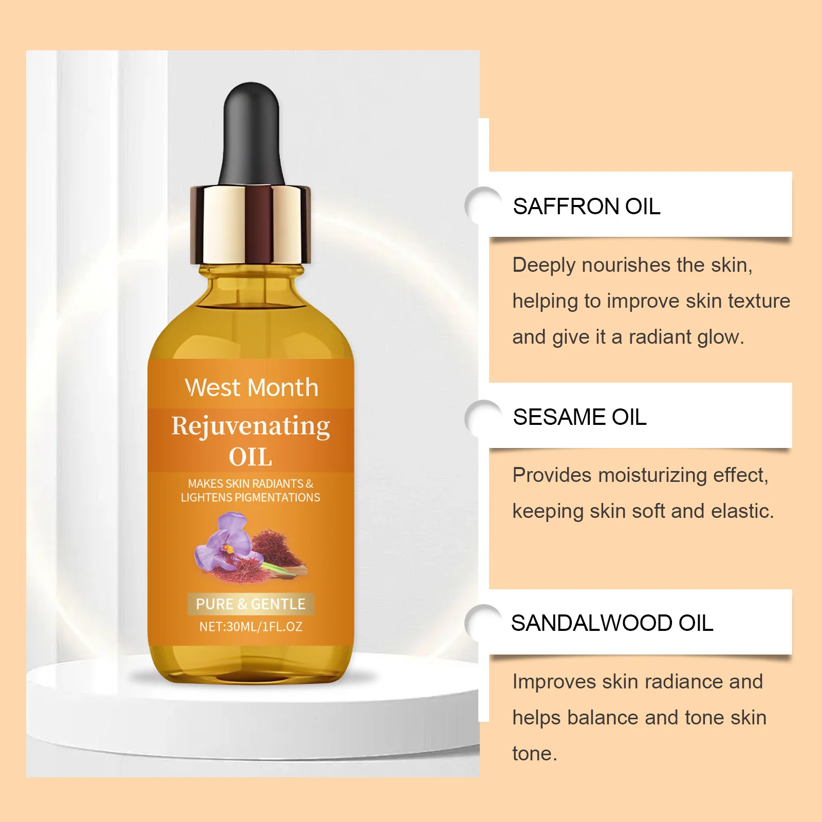 Saffron Facial Oil for Glowing Skin Hydrating Nourishing Rejuvenating Oil 30ml 8 saffron facial oil rejuvenating hydrating 30ml wes hppfc92c desc 8
