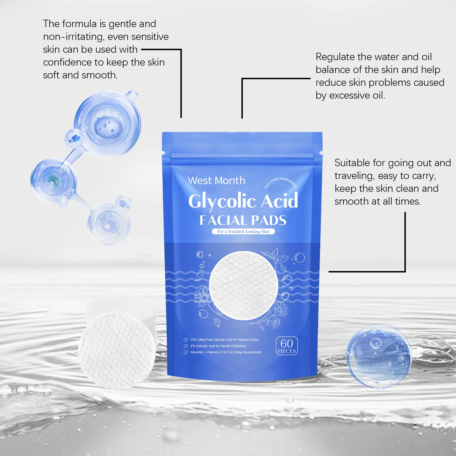 Salicylic Acid Cleansing Pads Gentle Exfoliating Facial Pads for Deep Pore Cleansing 6 salicylic acid cleanse pads exfoliating facial pads wes 3emwx3vk desc 6