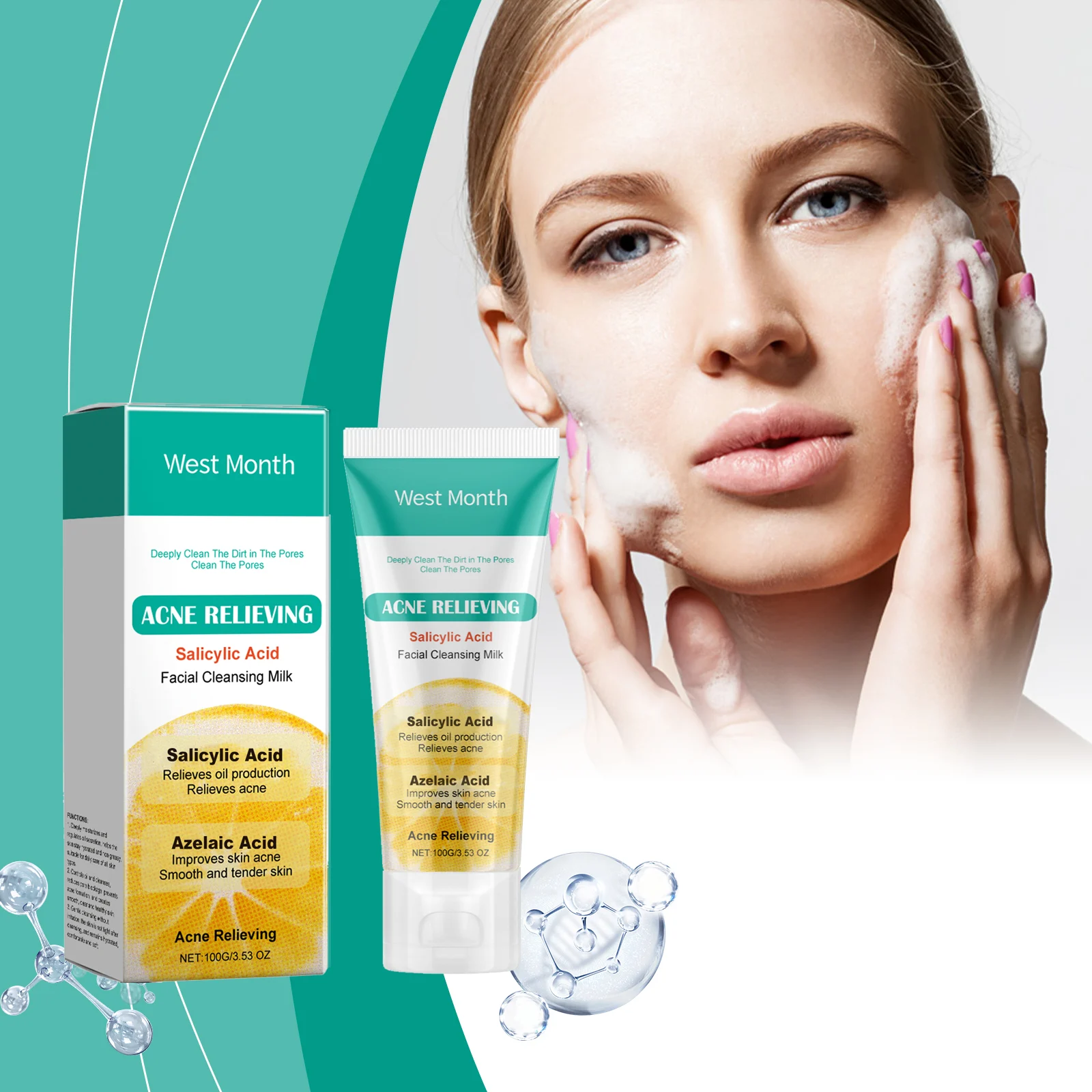 Salicylic Acid Acne Face Wash 100g Hydrating Oil Control Cleanser for Clear Skin 2 salicylic acne face wash 100g hydrating oil control cleanser wes uhadhj8a desc 2