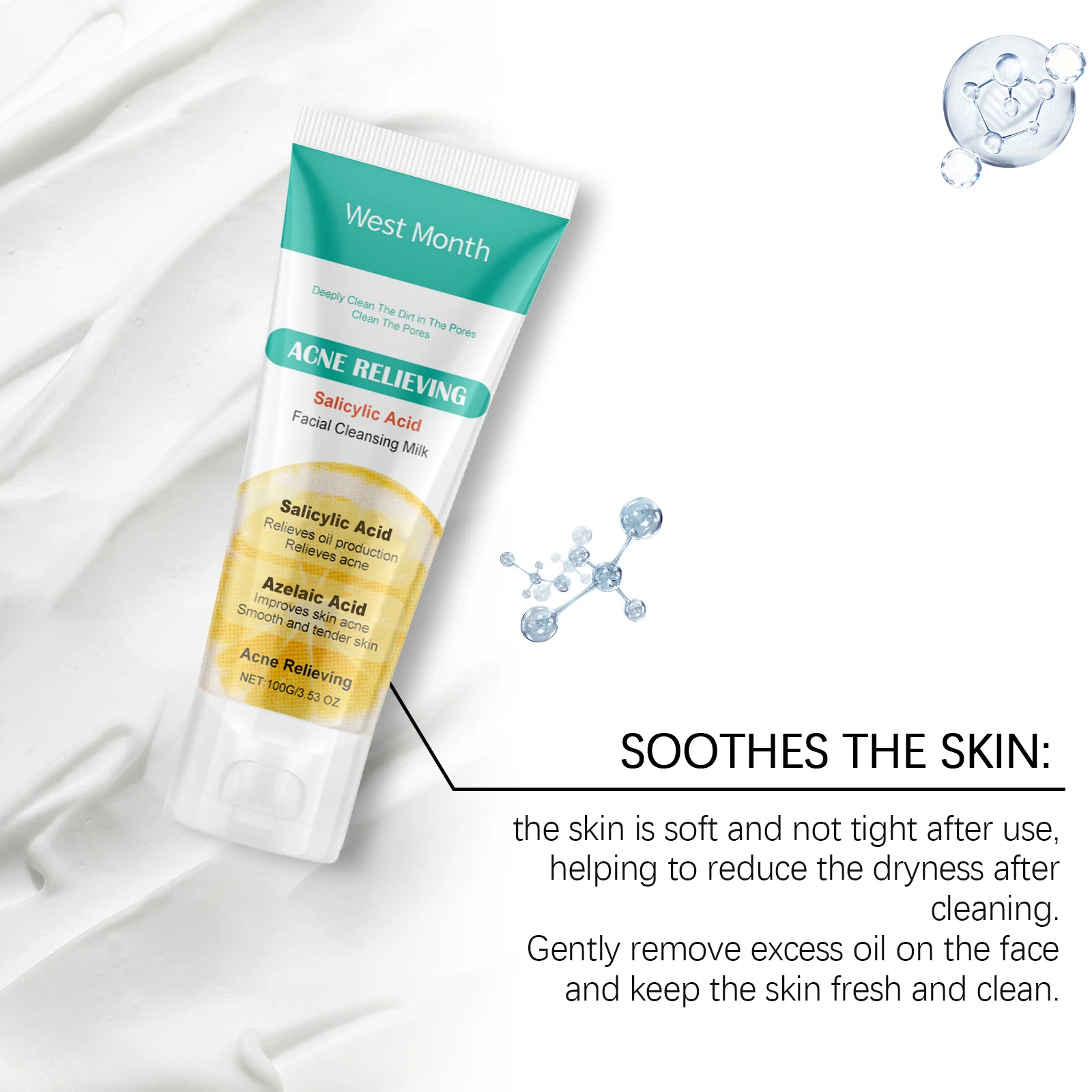 Salicylic Acid Acne Face Wash 100g Hydrating Oil Control Cleanser for Clear Skin 8 salicylic acne face wash 100g hydrating oil control cleanser wes uhadhj8a desc 8