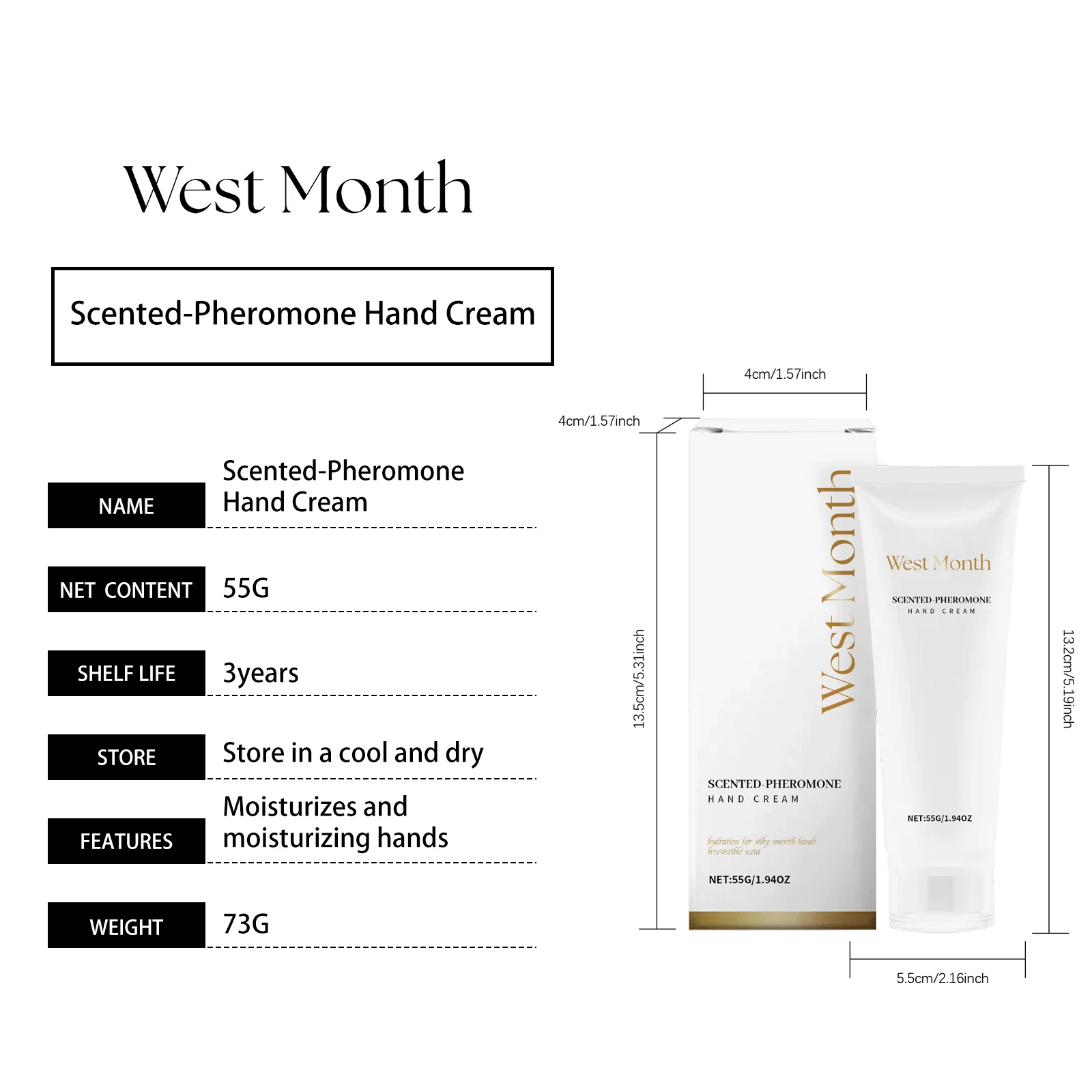 Scented Pheromone Hand Cream 55ml with Panthenol and Centella for Hydration and Silky Smooth Skin 1 scented pheromone hand cream 55ml wes hwtn36ad desc 1