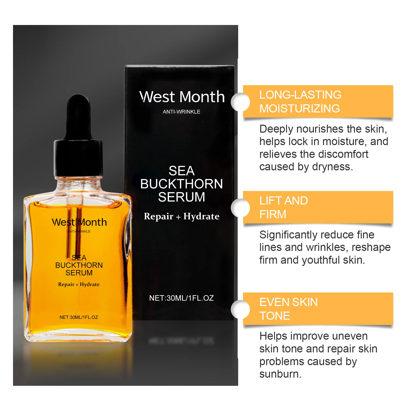 Sea Buckthorn Hydrating Serum 30ml Moisturizing Anti-Wrinkle Essence for Face 8 sea buckthorn hydrating serum 30ml wes pdub62g8 desc 8