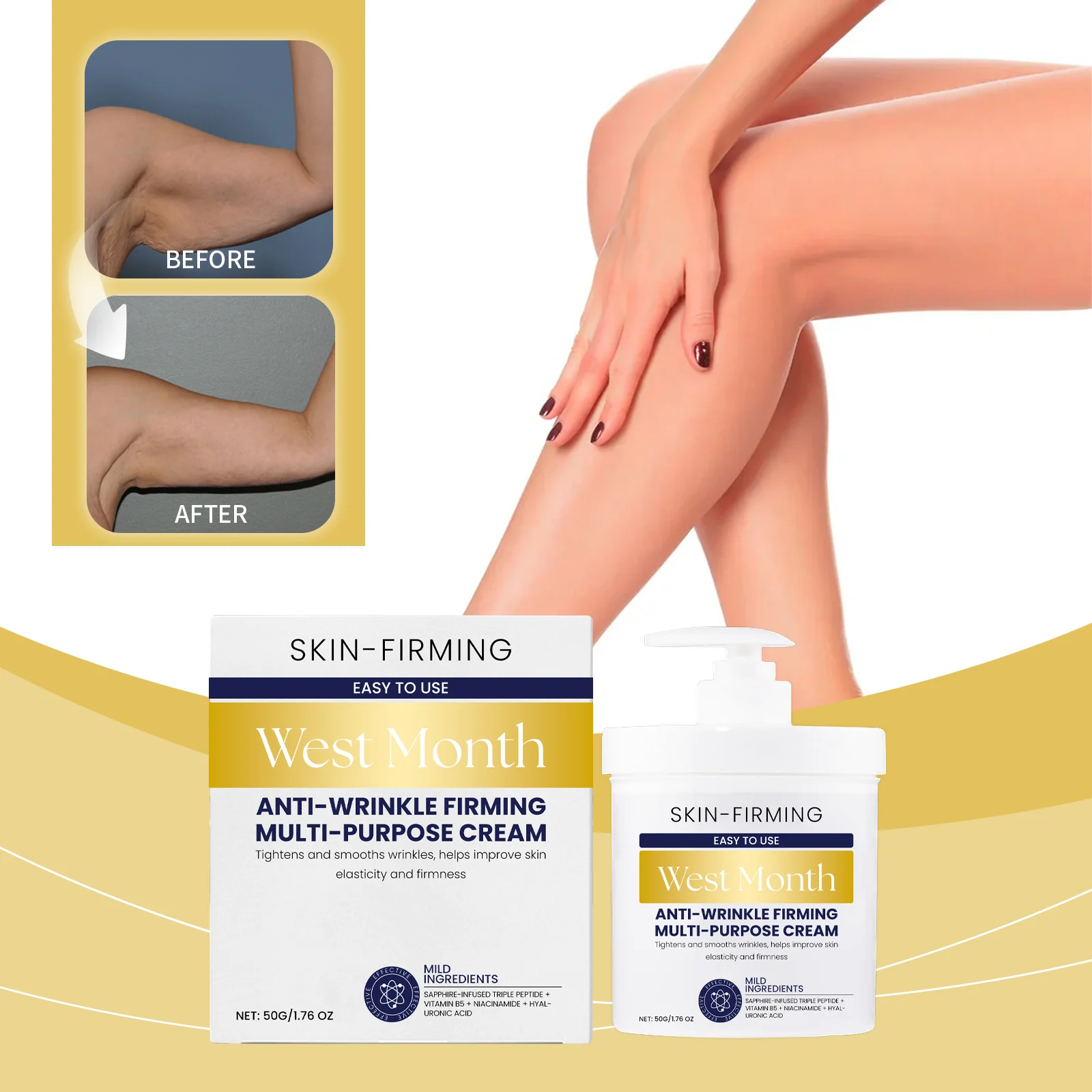 Skin Firming Body Cream 50g with Hyaluronic Acid & Peptides for Tightening and Brightening 2 skin firming body cream 50g wes 6fq28awt desc 2