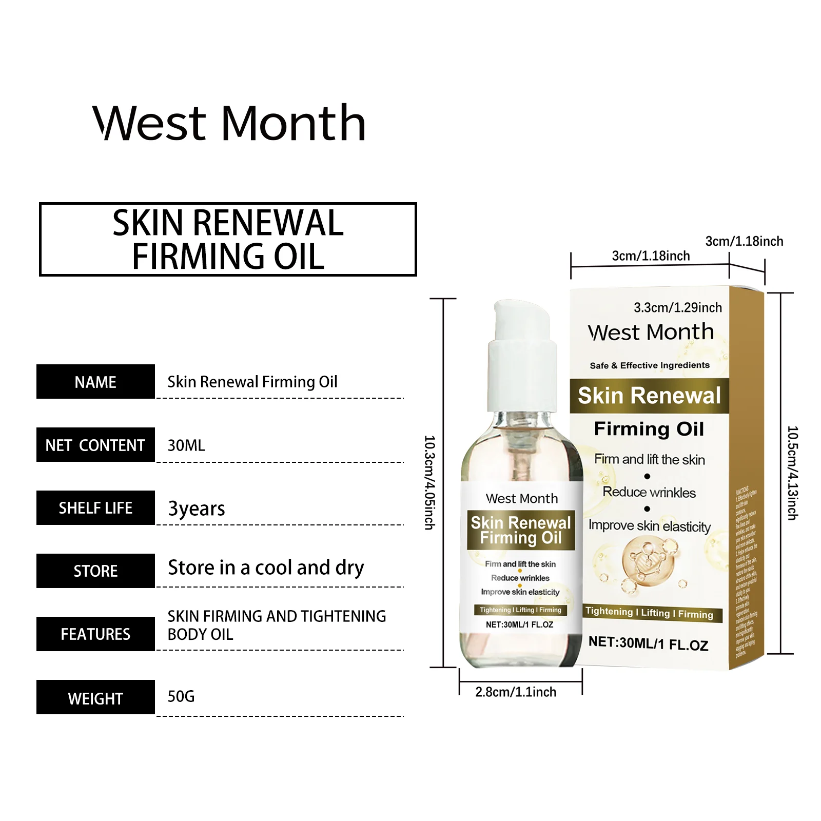 Skin Firming Body Oil Tightening Moisturizing Massage Oil for Body 30ml 1 skin firming body oil tightening moisturizing massage oil 30ml wes r74995cj desc 1