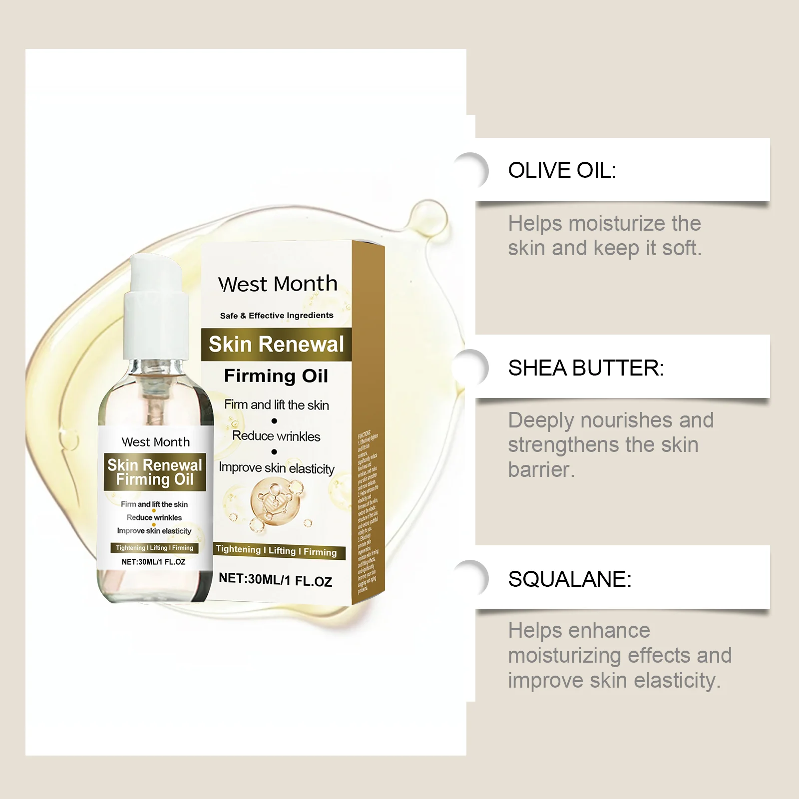 Skin Firming Body Oil Tightening Moisturizing Massage Oil for Body 30ml 6 skin firming body oil tightening moisturizing massage oil 30ml wes r74995cj desc 6