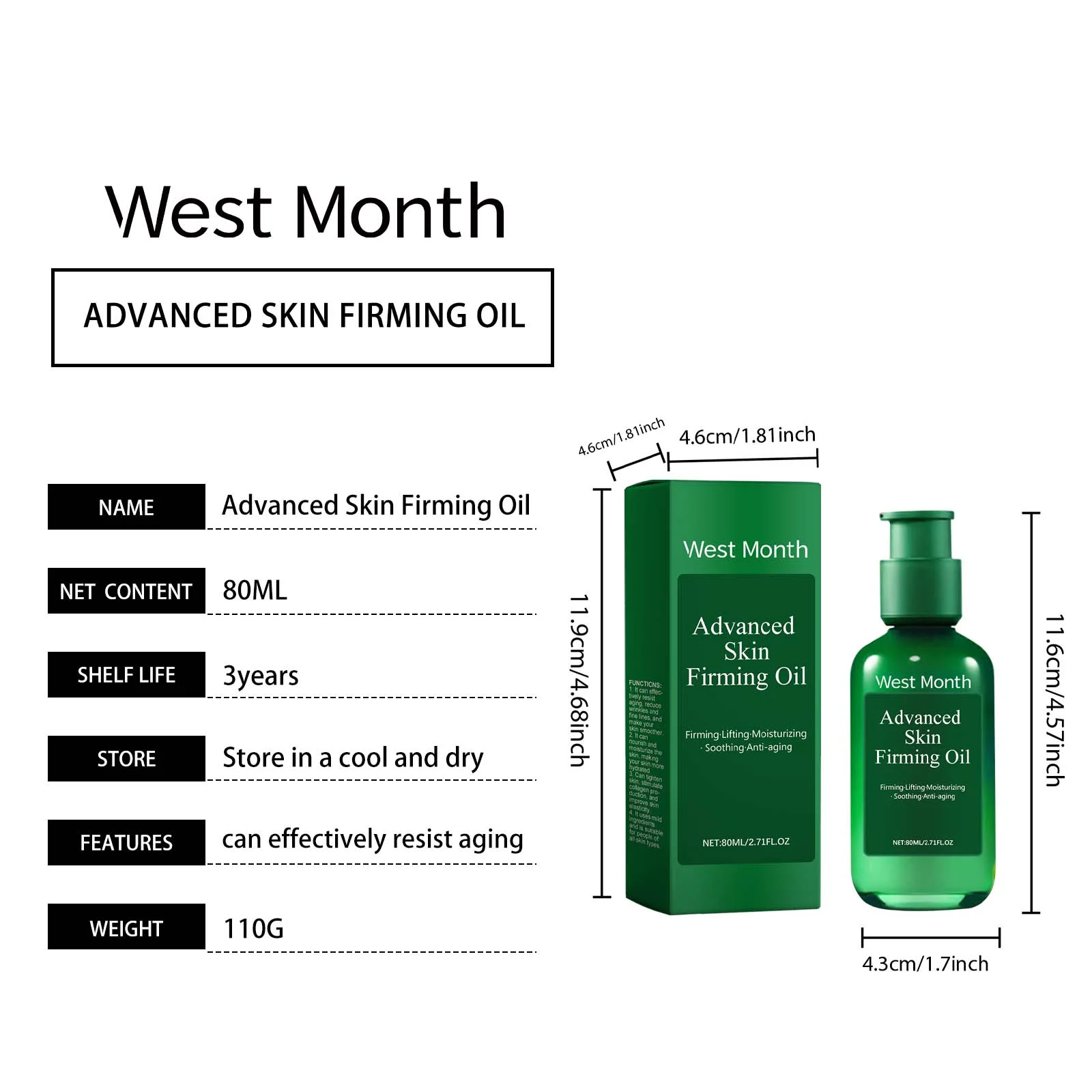 Skin Firming Oil for Face and Body 80ml Anti-Wrinkle Moisturizing Treatment 1 skin firming oil 80ml wes j52zcc33 desc 1