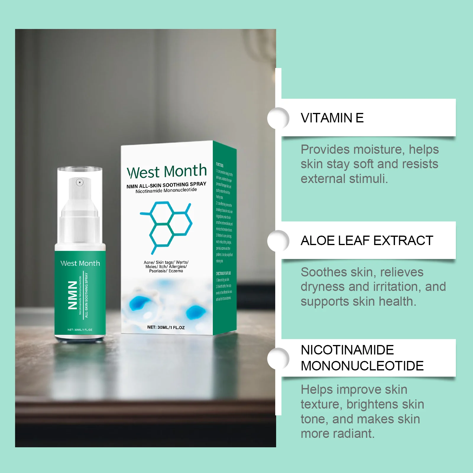 West Month NMN All-Skin Soothing Spray for Acne Repair & Moisturizing 8 skin soothing repair spray wes bf8s9vzw desc 8