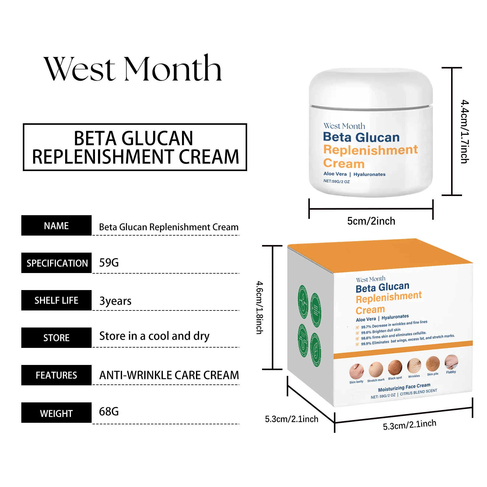 Skin Tightening Cream Firming & Moisturizing Anti-Wrinkle Face Cream with Aloe Vera & Hyaluronic Acid 59g 1 skin tightening firming moisturizing face cream 59g wes aafqfz54 desc 1