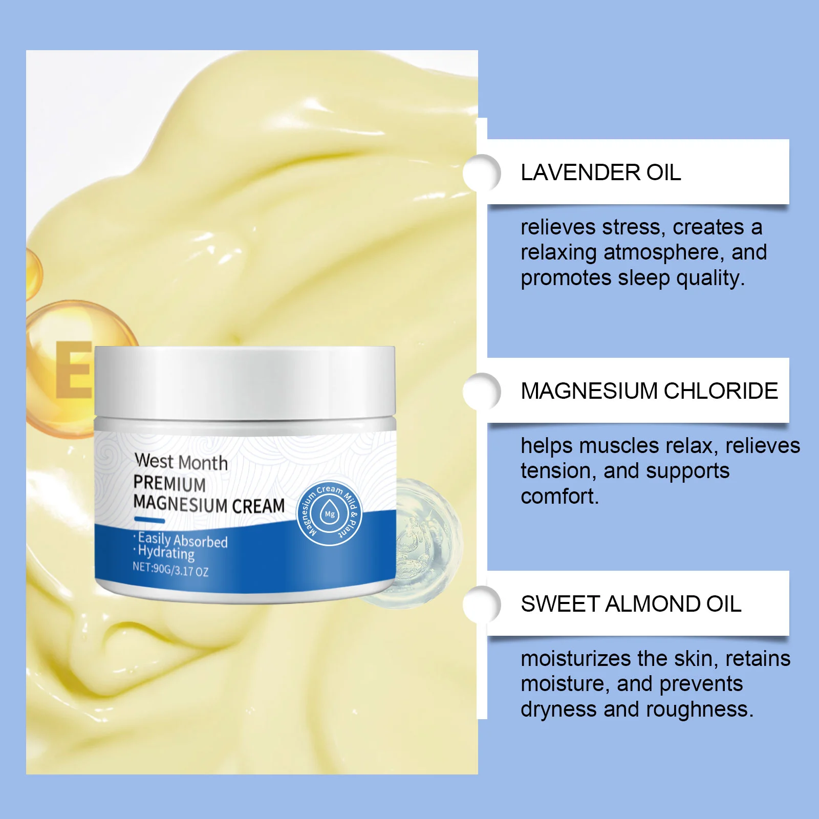 Sleep Magnesium Cream Body Moisturizer with Lavender 90g 7 sleep magnesium cream lavender 90g wes m52xdjhm desc 7