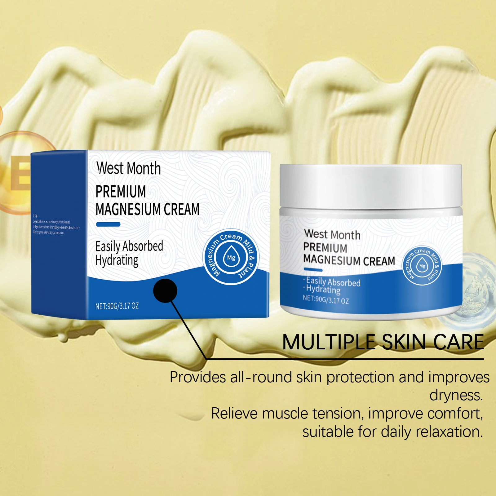 Sleep Magnesium Cream Body Moisturizer with Lavender 90g 8 sleep magnesium cream lavender 90g wes m52xdjhm desc 8