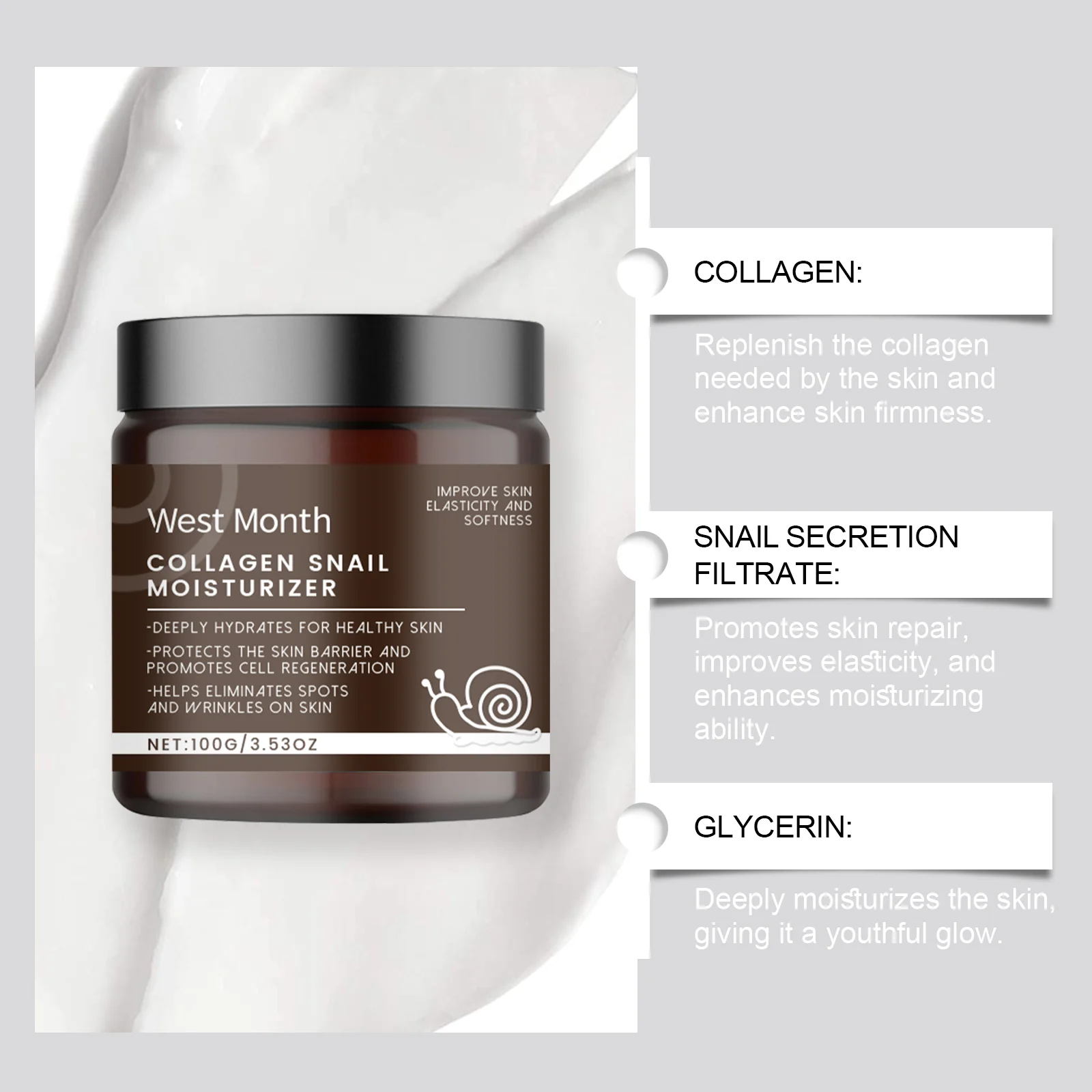 West Month Collagen Snail Moisturizer Cream for Hydration, Repair & Brightening 8 snail moisturizer cream wes bmrbmyp9 desc 8
