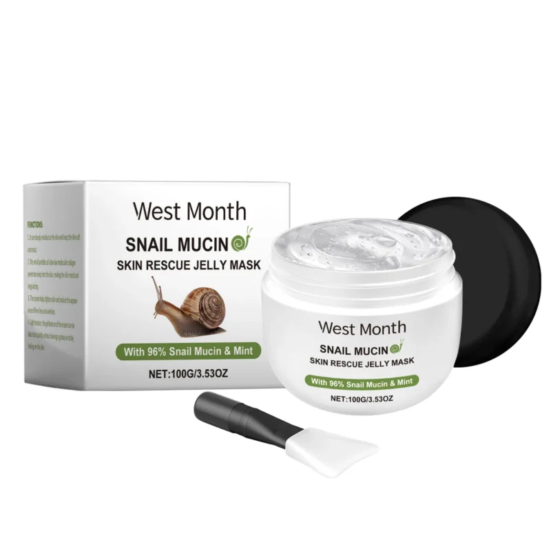West Month Snail Mucin Jelly Mask with 96% Snail Mucin, Mint, Hyaluronic Acid, and Tea Tree for Deep Moisturizing and Repair
