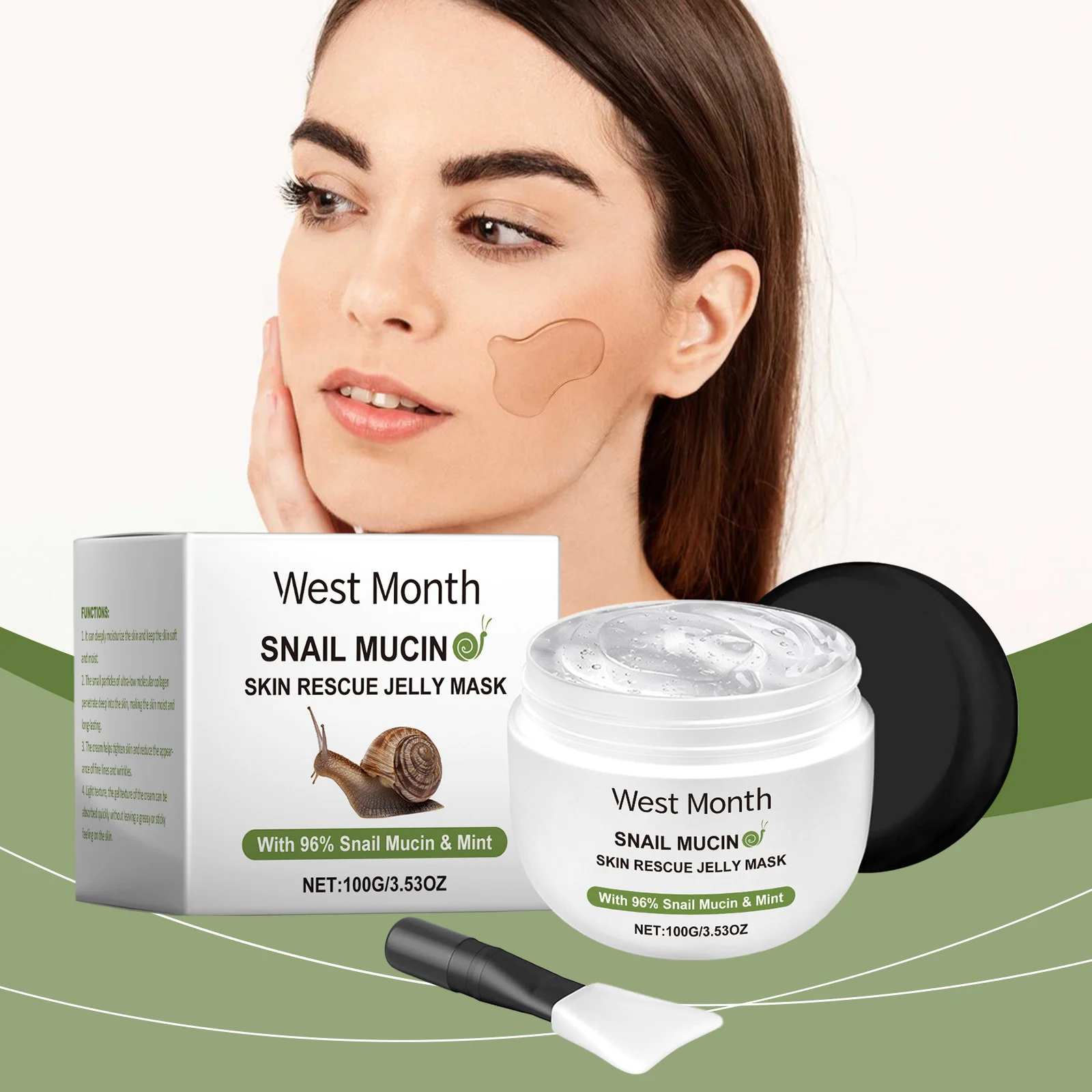 Snail Mucin Jelly Mask 96% Snail Mucin & Mint Moisturizing Repair Soothing Facial Mask 2 snail mucin jelly mask repair moisturizing facial wes 7w3h7b69 desc 2