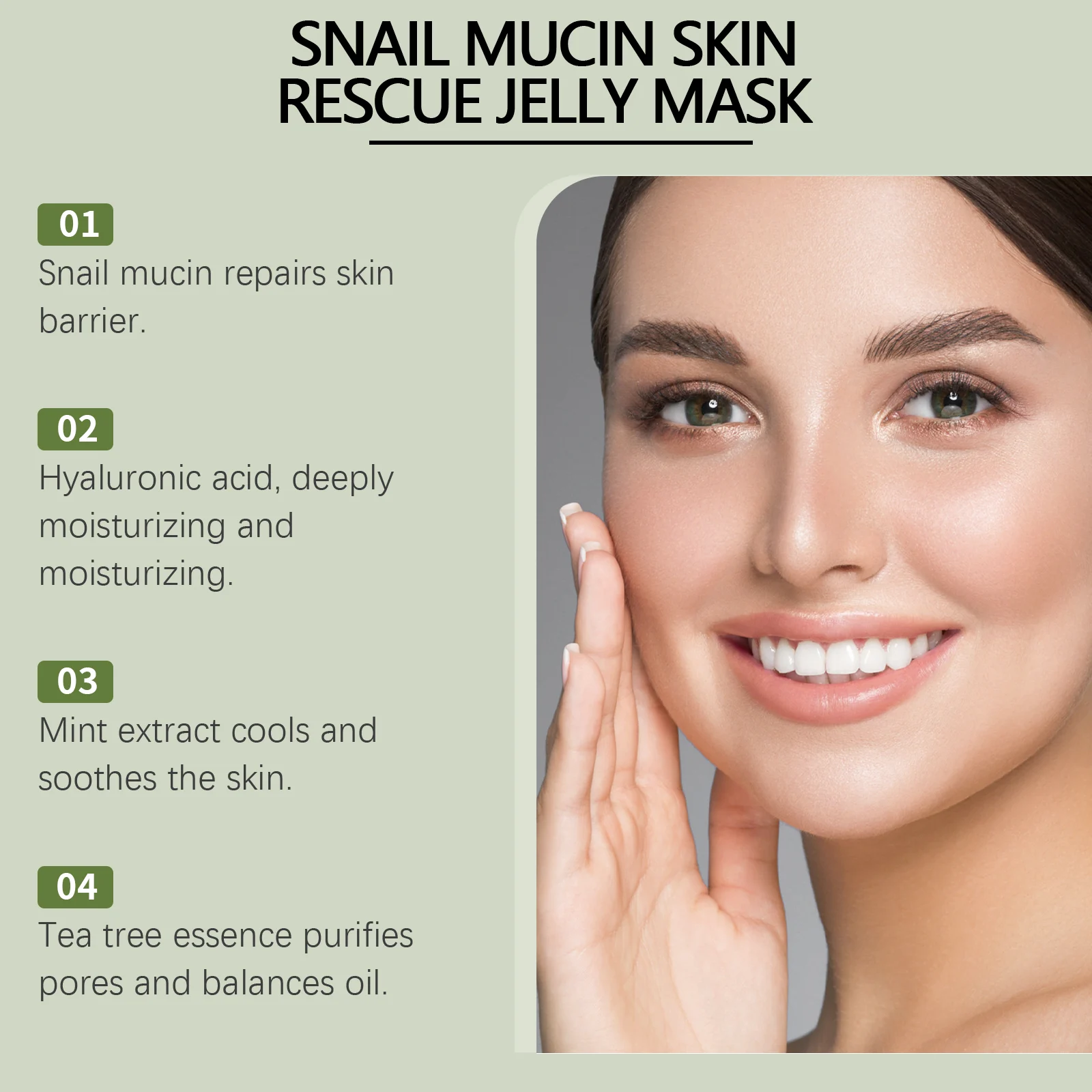 Snail Mucin Jelly Mask 96% Snail Mucin & Mint Moisturizing Repair Soothing Facial Mask 5 snail mucin jelly mask repair moisturizing facial wes 7w3h7b69 desc 5