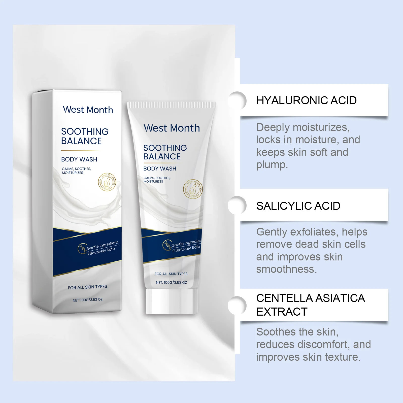 Soothing Repair Body Wash 100g for Dry, Itchy Skin with Vitamin E & Hyaluronic Acid 8 soothing repair body wash 100g wes kavyqcgu desc 8