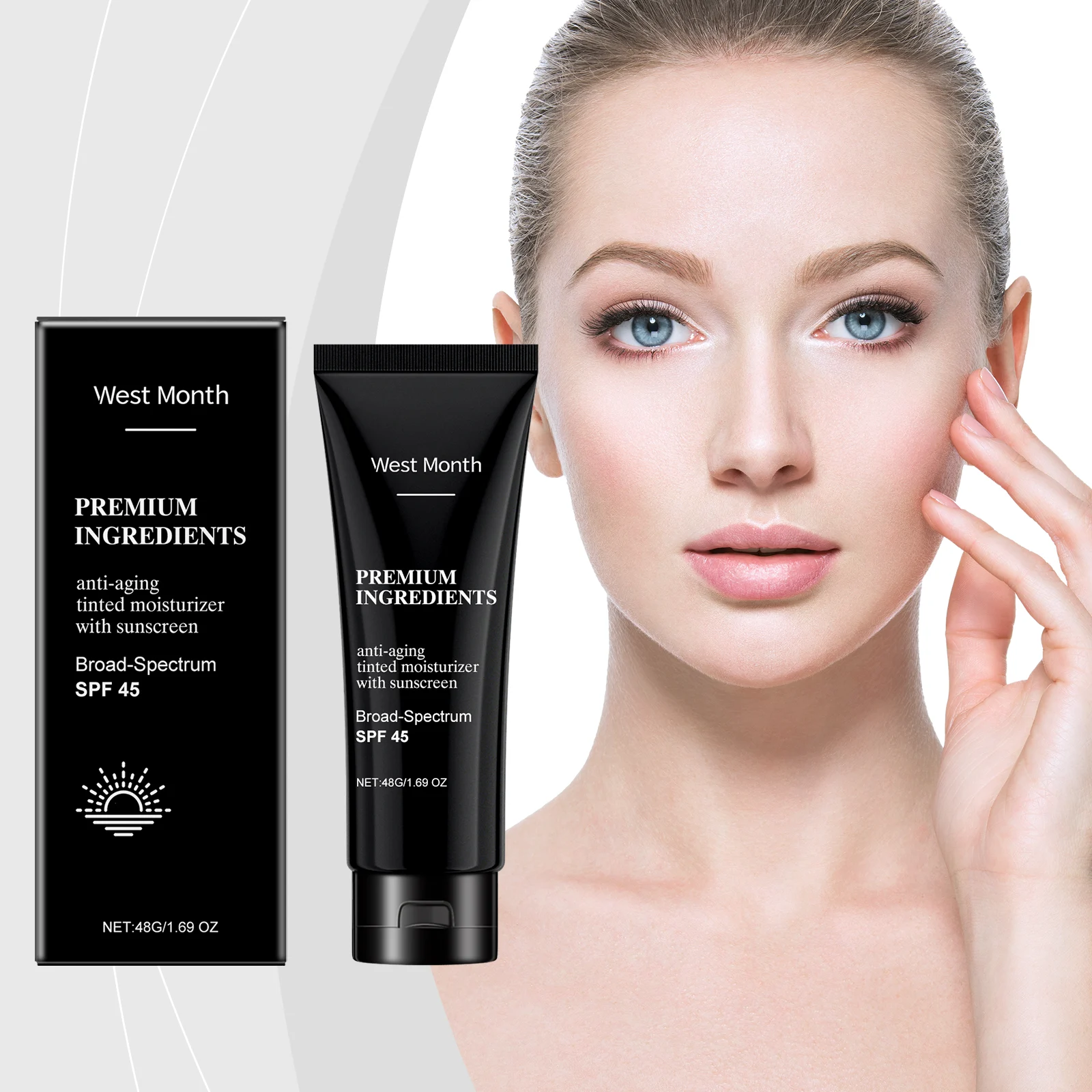 SPF 45 Tinted Moisturizer with Sunscreen, Anti-Aging, Broad Spectrum Protection, 48g 2 spf 45 tinted moisturizer sunscreen anti aging 48g wes 62gk4jfz desc 2