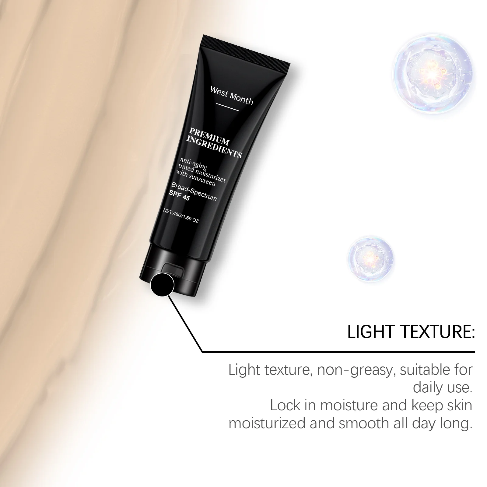 SPF 45 Tinted Moisturizer with Sunscreen, Anti-Aging, Broad Spectrum Protection, 48g 7 spf 45 tinted moisturizer sunscreen anti aging 48g wes 62gk4jfz desc 7