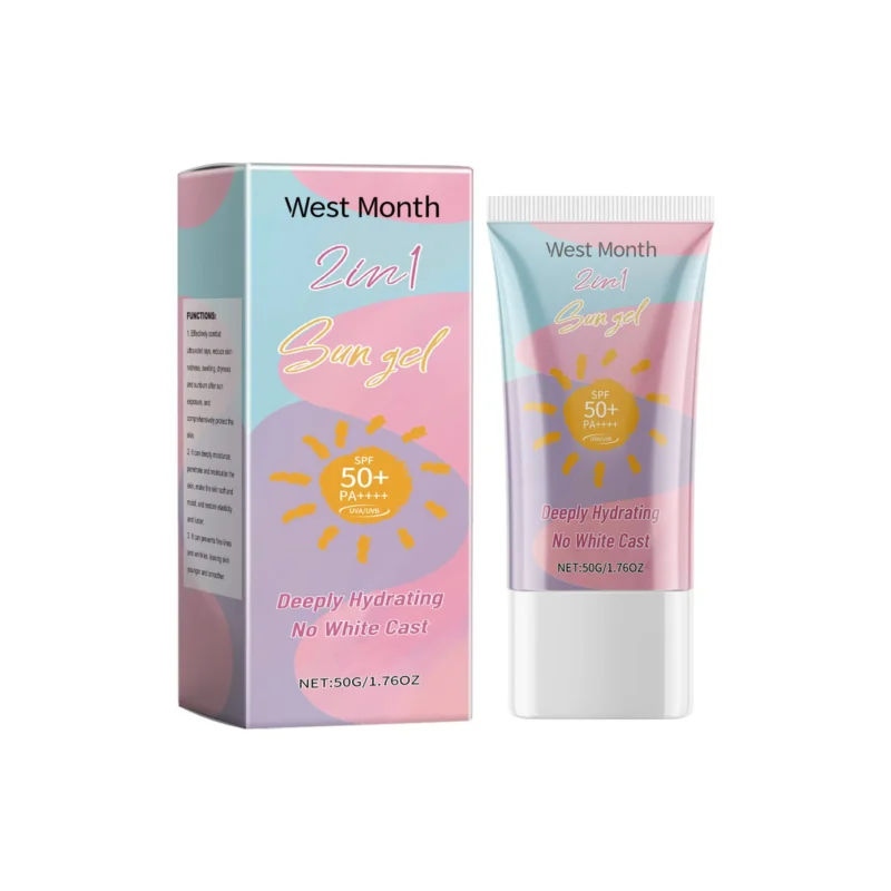 West Month SPF 50+ PA++++ Sunscreen Gel with Titanium Dioxide & Niacinamide for Hydrating UVA/UVB Protection