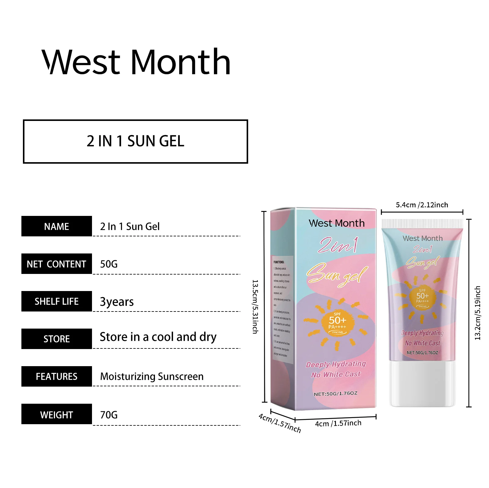 SPF 50+ PA++++ Sunscreen Gel 2-in-1 Hydrating & Antioxidant Face Protection 50g 1 spf 50 pa plus plus sunscreen gel 2 in 1 hydrating antioxidant face protection 50g wes 8pbc3ay4 desc 1