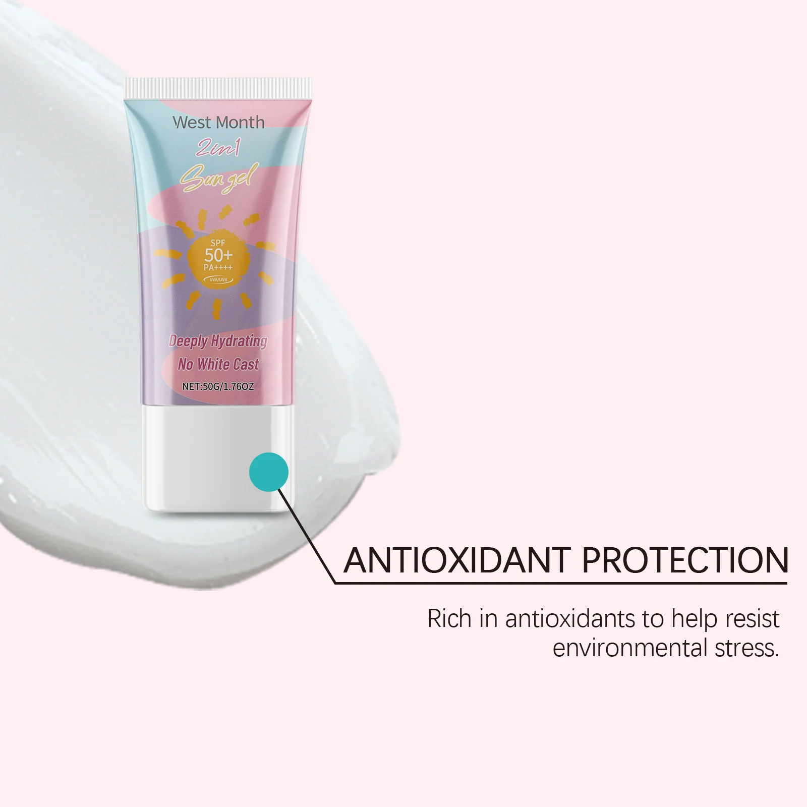 SPF 50+ PA++++ Sunscreen Gel 2-in-1 Hydrating & Antioxidant Face Protection 50g 7 spf 50 pa plus plus sunscreen gel 2 in 1 hydrating antioxidant face protection 50g wes 8pbc3ay4 desc 7