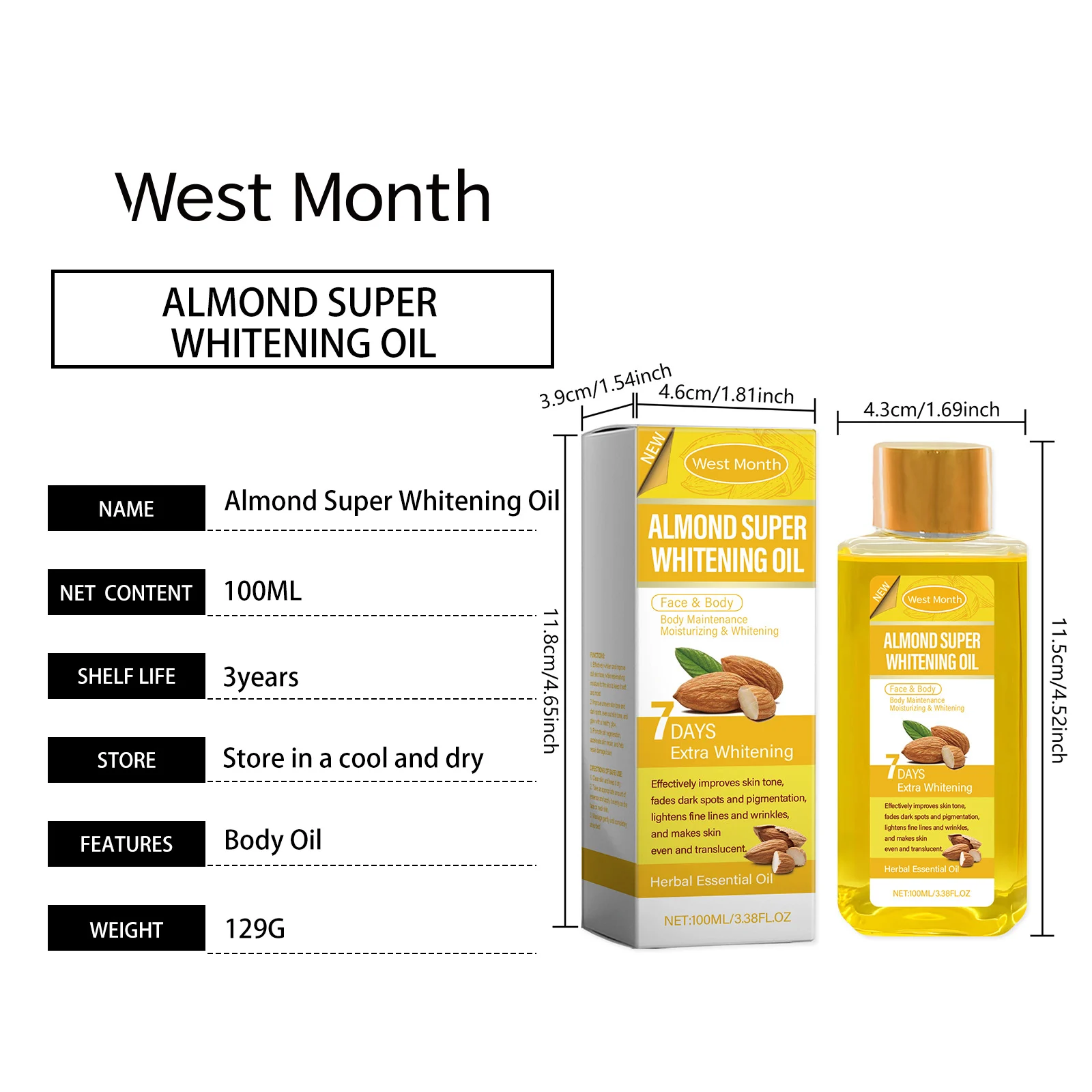 Sweet Almond Body Brightening Oil 100ml 1 sweet almond body brightening oil 100ml wes h5wrzhr4 desc 1
