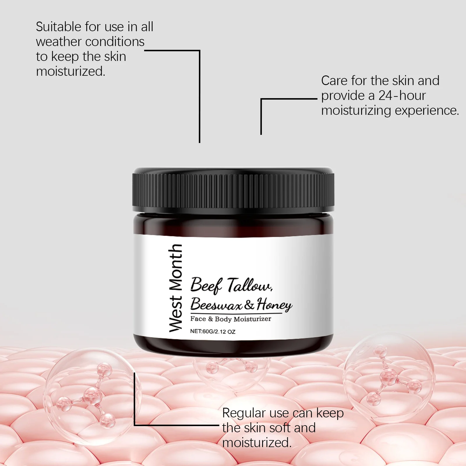 Tallow Honey Moisturizing Cream 60g with Beeswax & Olive Oil for Face & Body 8 tallow honey moisturizing cream 60g wes vx65qfy6 desc 8