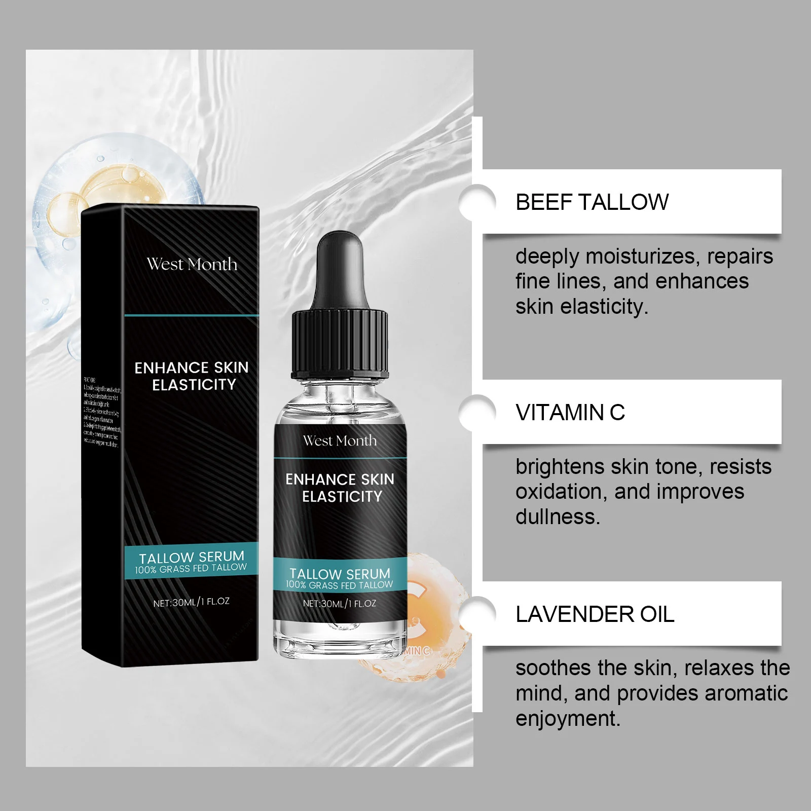 Tallow Serum for Men 30ml Hydrating Anti-Aging Essence with Vitamin C & Lavender Oil 5 tallow serum hydrating anti aging essence 30ml wes vdp6aaud desc 5