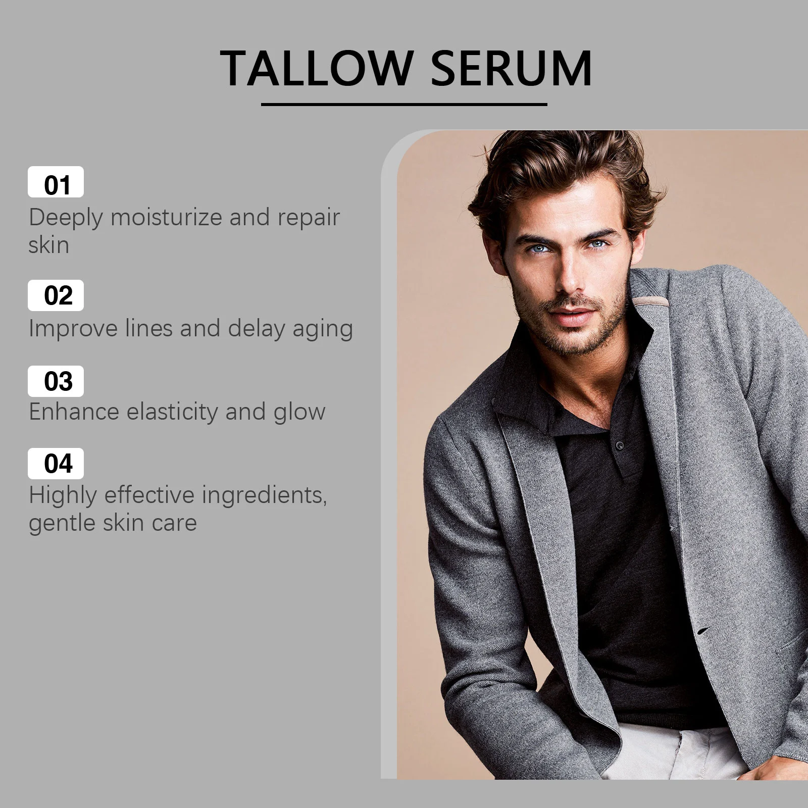 Tallow Serum for Men 30ml Hydrating Anti-Aging Essence with Vitamin C & Lavender Oil 7 tallow serum hydrating anti aging essence 30ml wes vdp6aaud desc 7