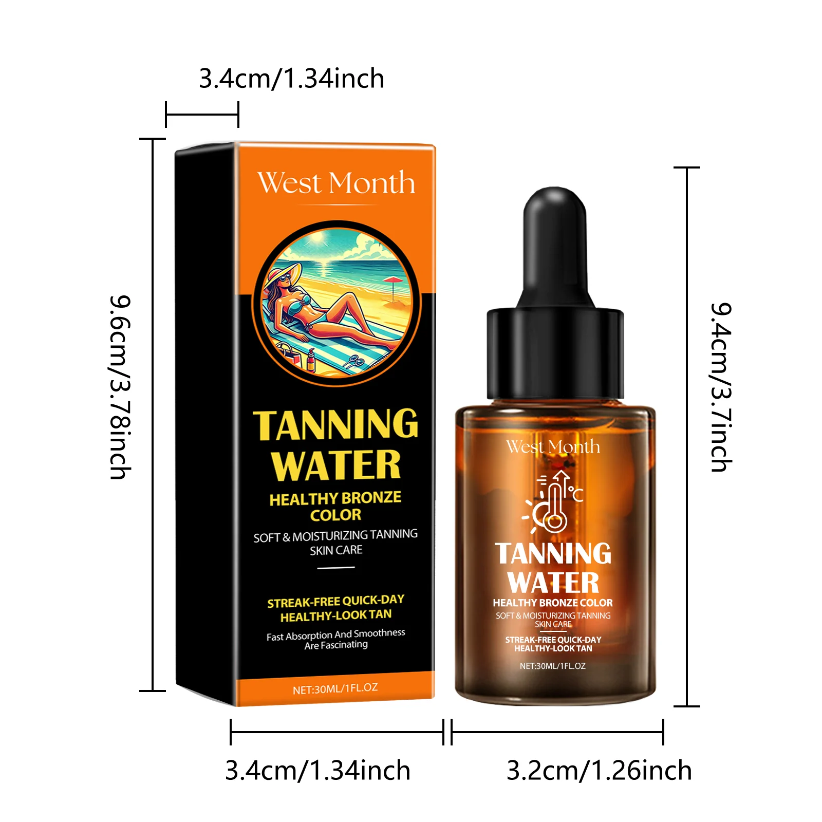 West Month Tanning Water Tanning Serum Fast Absorption Bronzer for Healthy Bronze Skin 1 tanning water serum wes rzer7a79 desc 1