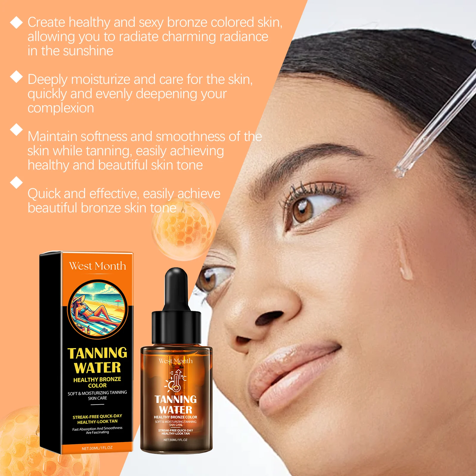 West Month Tanning Water Tanning Serum Fast Absorption Bronzer for Healthy Bronze Skin 5 tanning water serum wes rzer7a79 desc 5