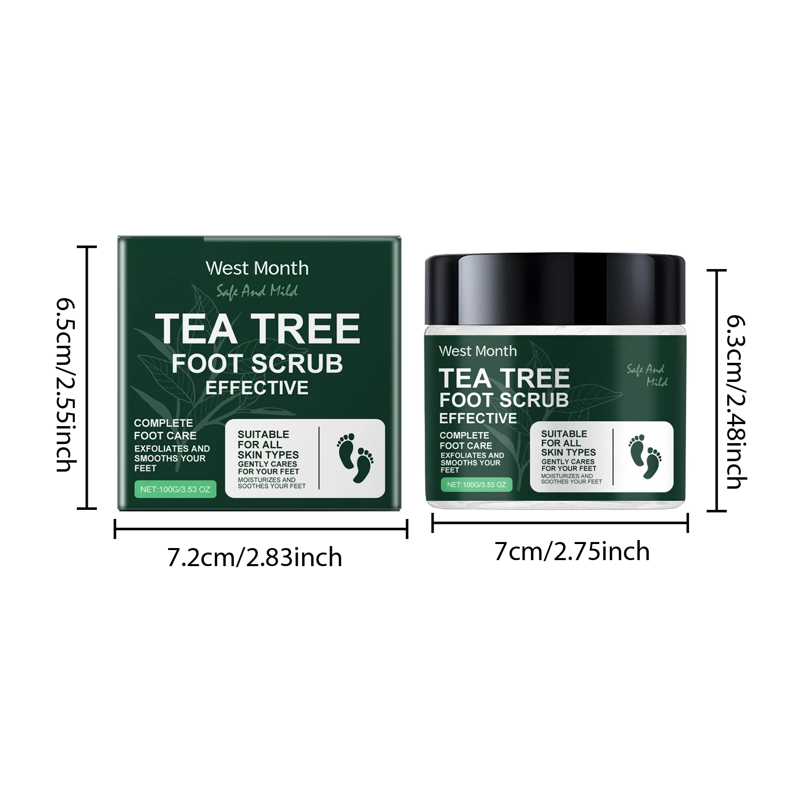 Tea Tree Foot Scrub Exfoliates Dead Skin Moisturizes Feet 100g 1 tea tree foot scrub exfoliating moisturizing 100g wes satmuemt desc 1