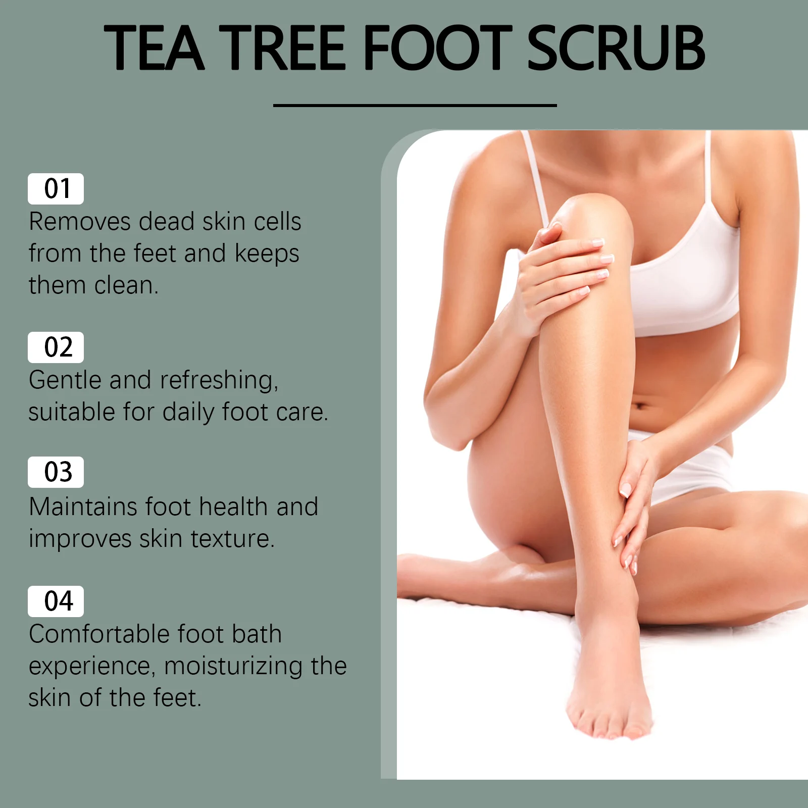 Tea Tree Foot Scrub Exfoliates Dead Skin Moisturizes Feet 100g 11 tea tree foot scrub exfoliating moisturizing 100g wes satmuemt desc 11