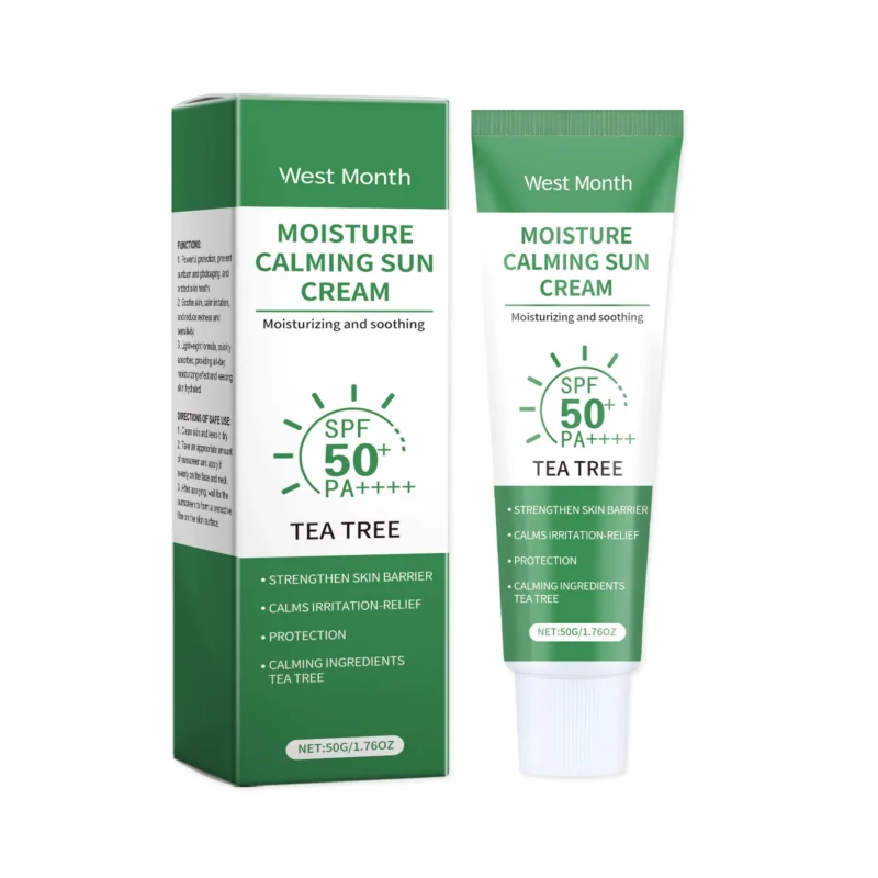 West Month Tea Tree Moisture Calming Sun Cream with SPF 50+ PA++++ for Soothing and Oil Control