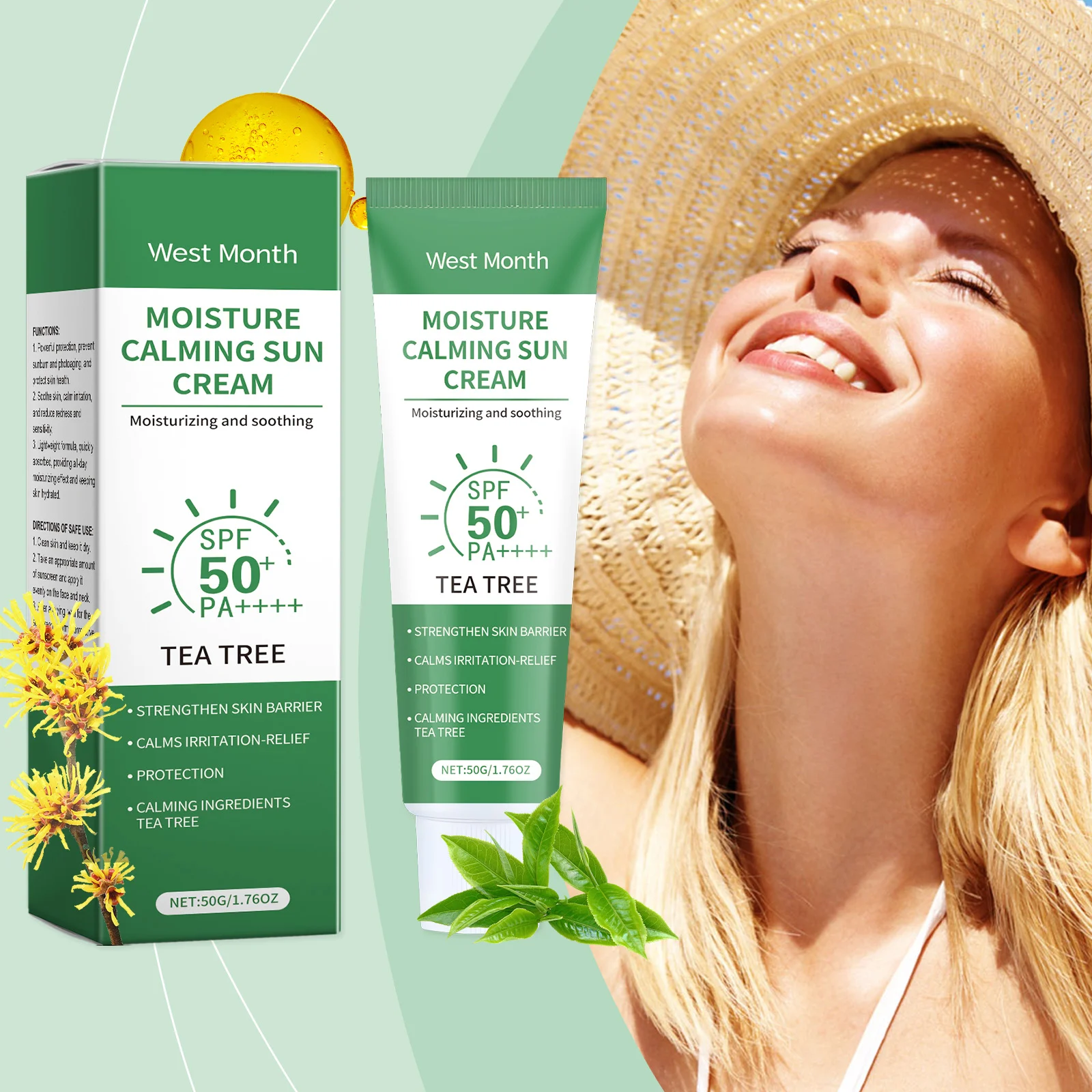 Tea Tree Moisture Calming Sun Cream SPF 50+ PA++++ 50g 2 tea tree moisture calming sun cream spf50 pa 50g wes gckyaput desc 2