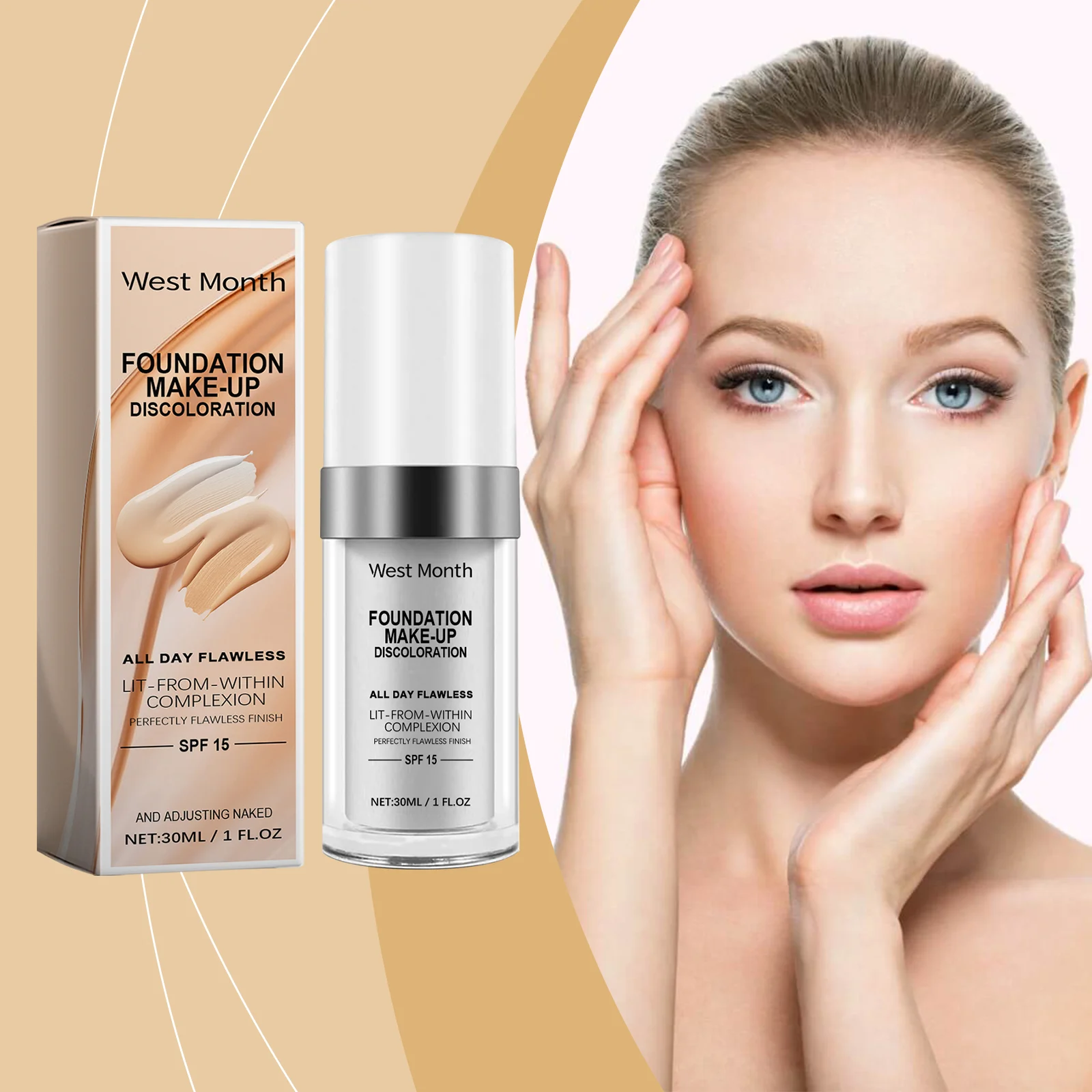 West Month Temperature-Adjusting Concealer Foundation, Long-Lasting Flawless Coverage, SPF 15 2 temperature adjusting concealer foundation wes thswf7bg desc 2