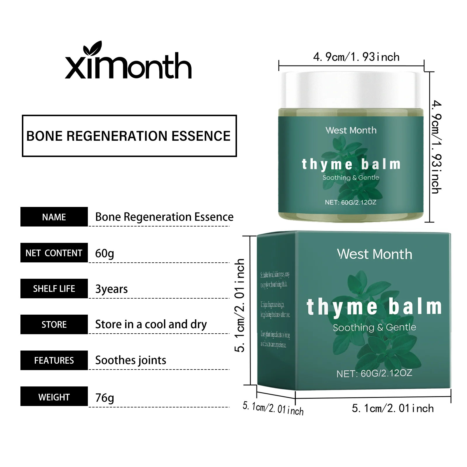 West Month Thyme Body Balm - Soothing & Moisturizing with Plant Extracts 1 thyme body balm moisturizer wes 7t36u6p4 desc 1