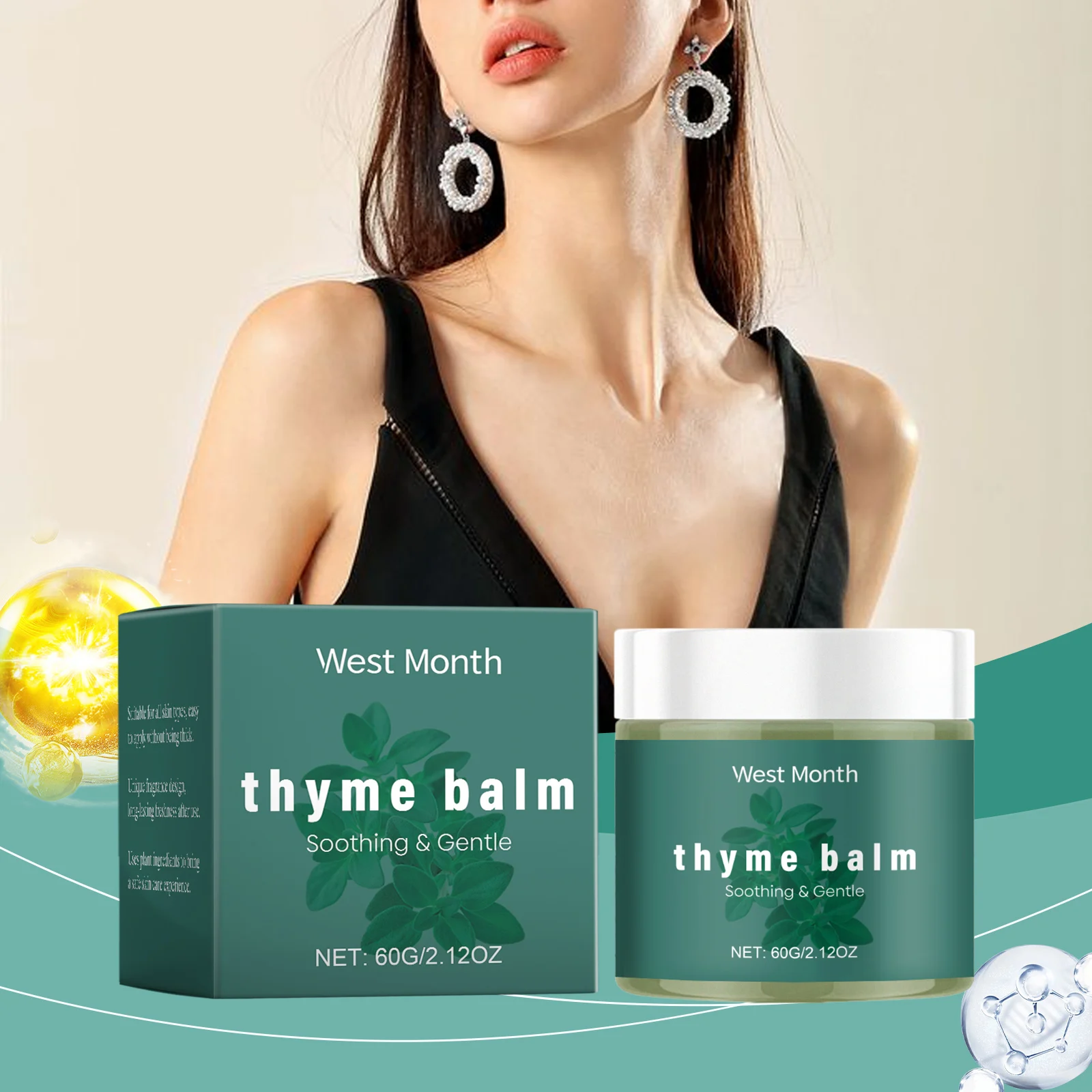 West Month Thyme Body Balm - Soothing & Moisturizing with Plant Extracts 2 thyme body balm moisturizer wes 7t36u6p4 desc 2