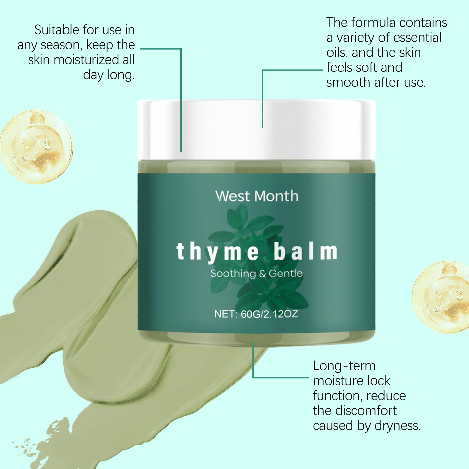 West Month Thyme Body Balm - Soothing & Moisturizing with Plant Extracts 6 thyme body balm moisturizer wes 7t36u6p4 desc 6