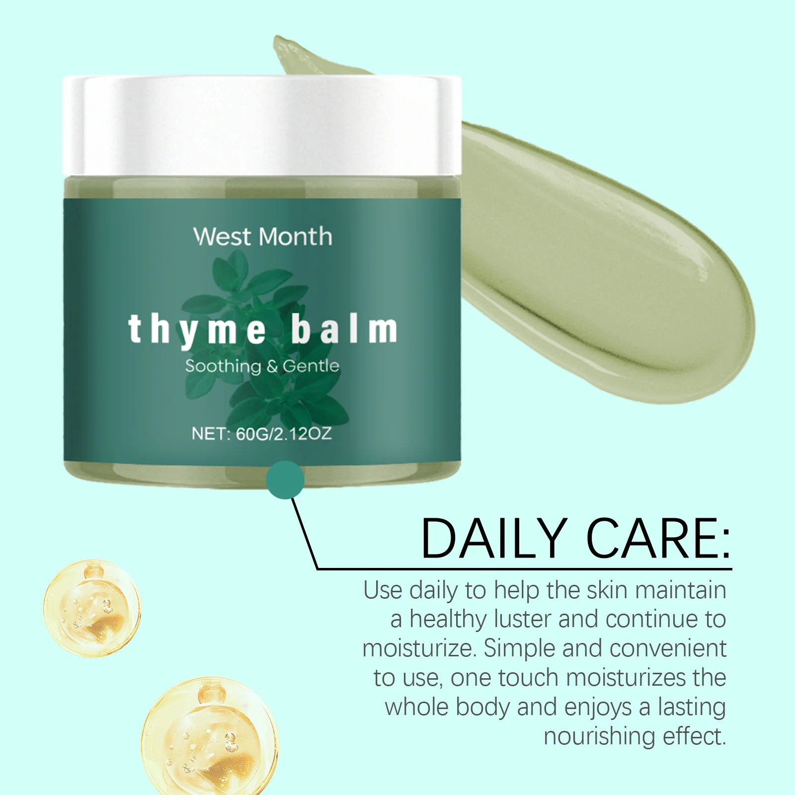 West Month Thyme Body Balm - Soothing & Moisturizing with Plant Extracts 7 thyme body balm moisturizer wes 7t36u6p4 desc 7